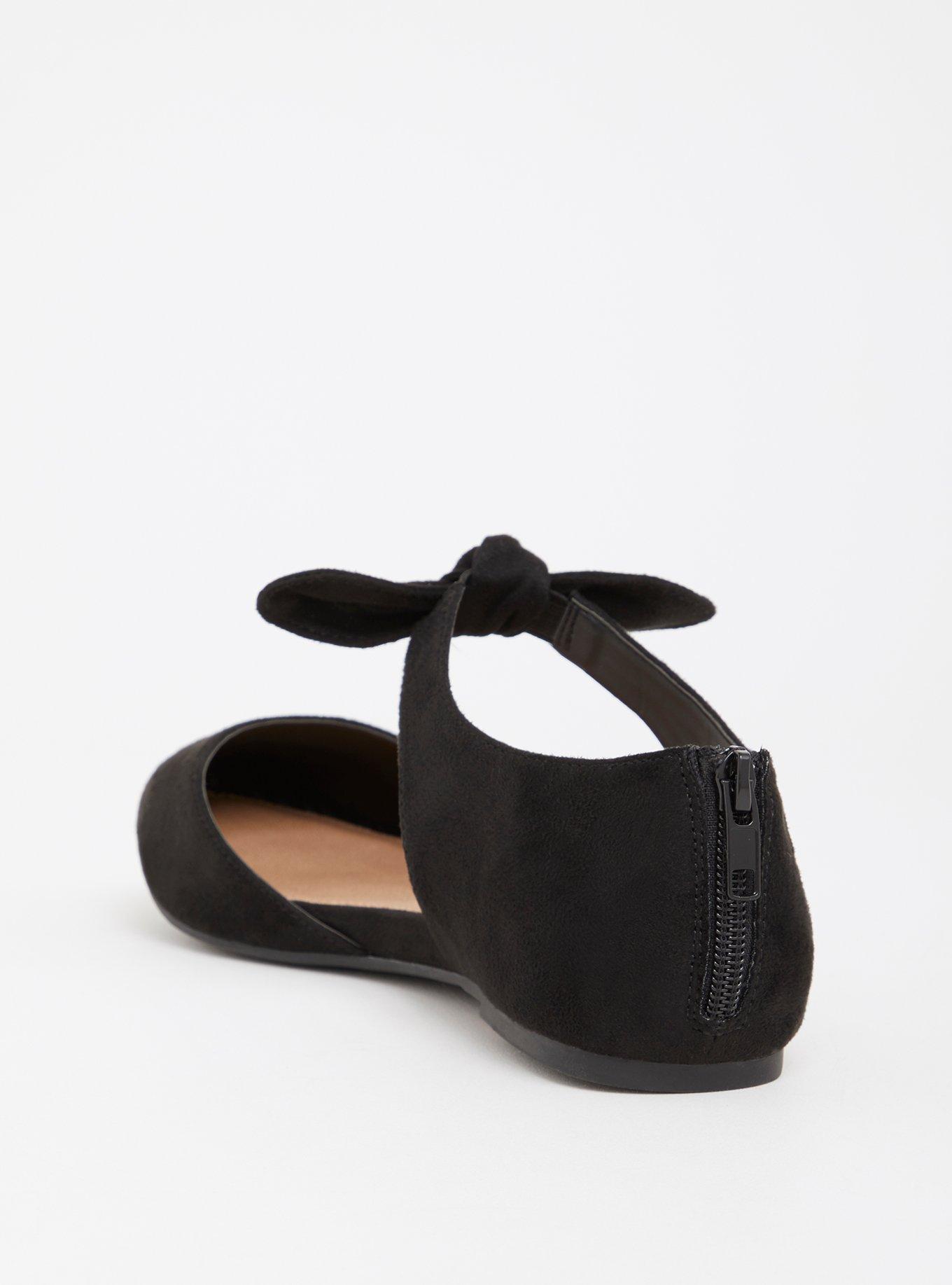 Plus Size Knotted Bow Flat (WW), BLACK, alternate