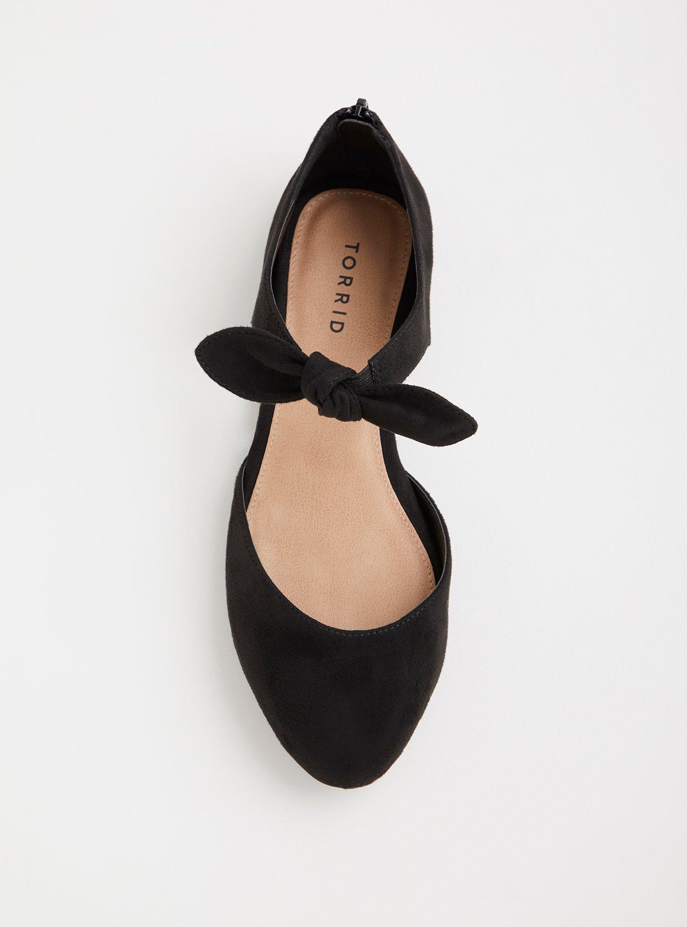 Plus Size Knotted Bow Flat (WW), BLACK, alternate