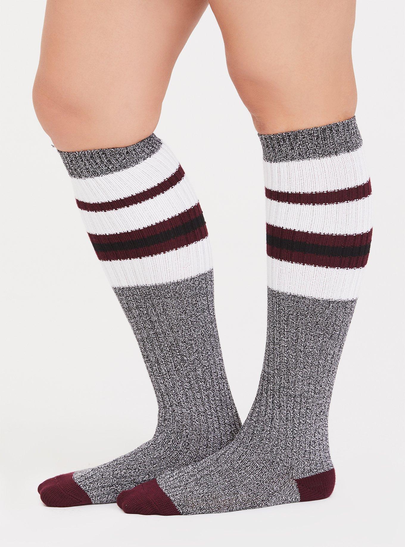 Knee-High Sock, GREY STRIPED, alternate