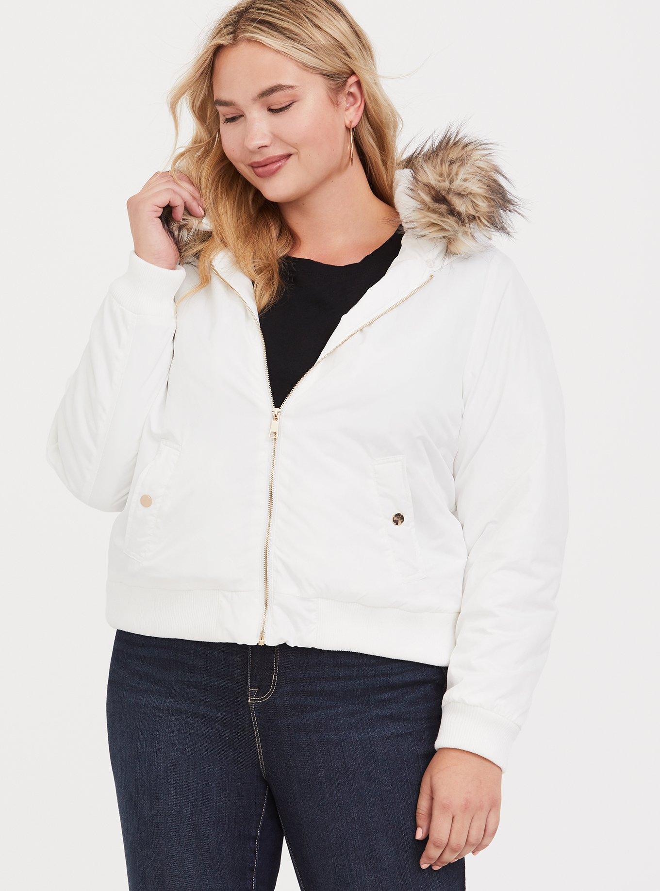 Torrid white faux shearling trucker jacket size on sale 2