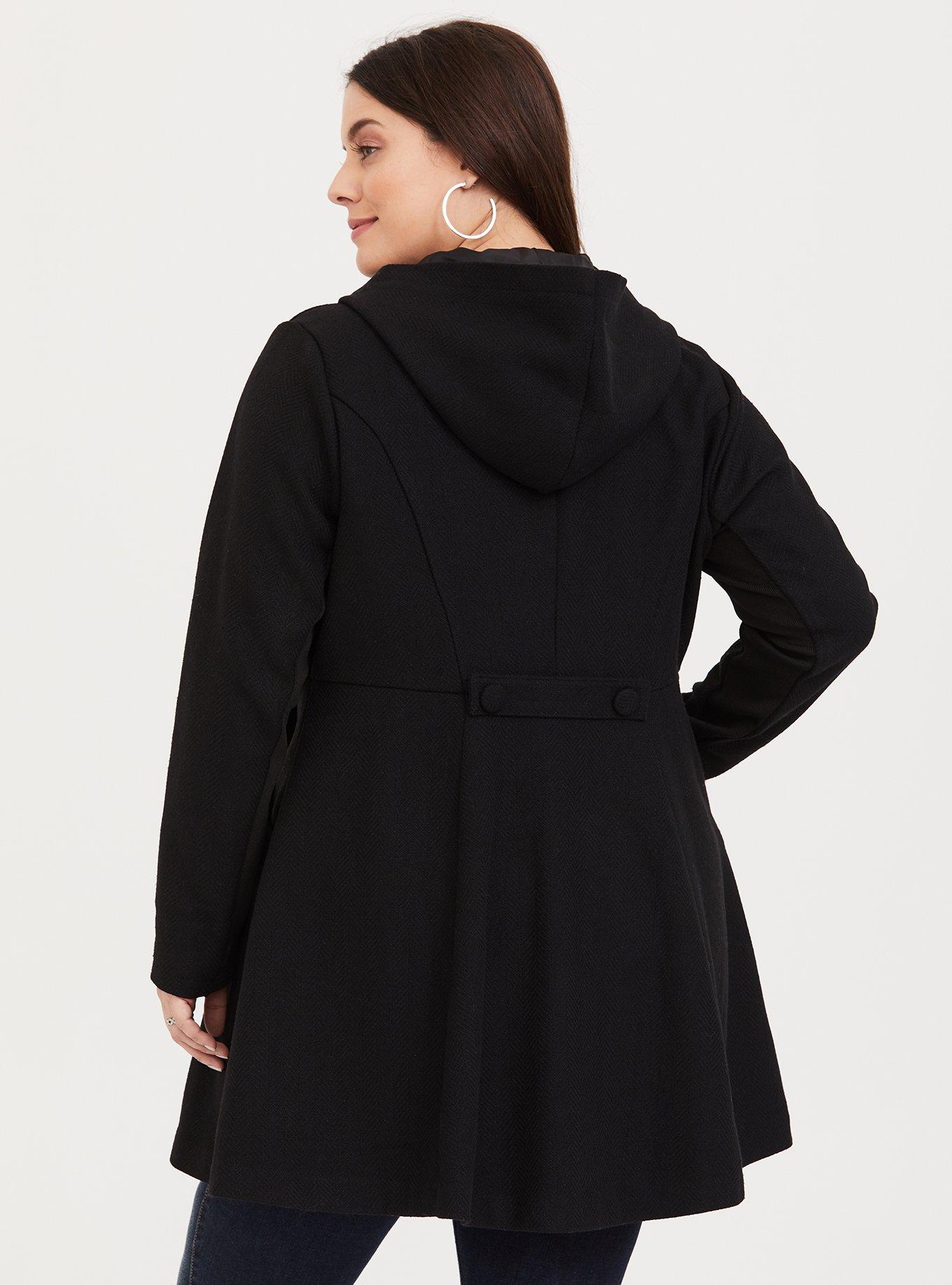 Fit and flare hot sale coat with hood