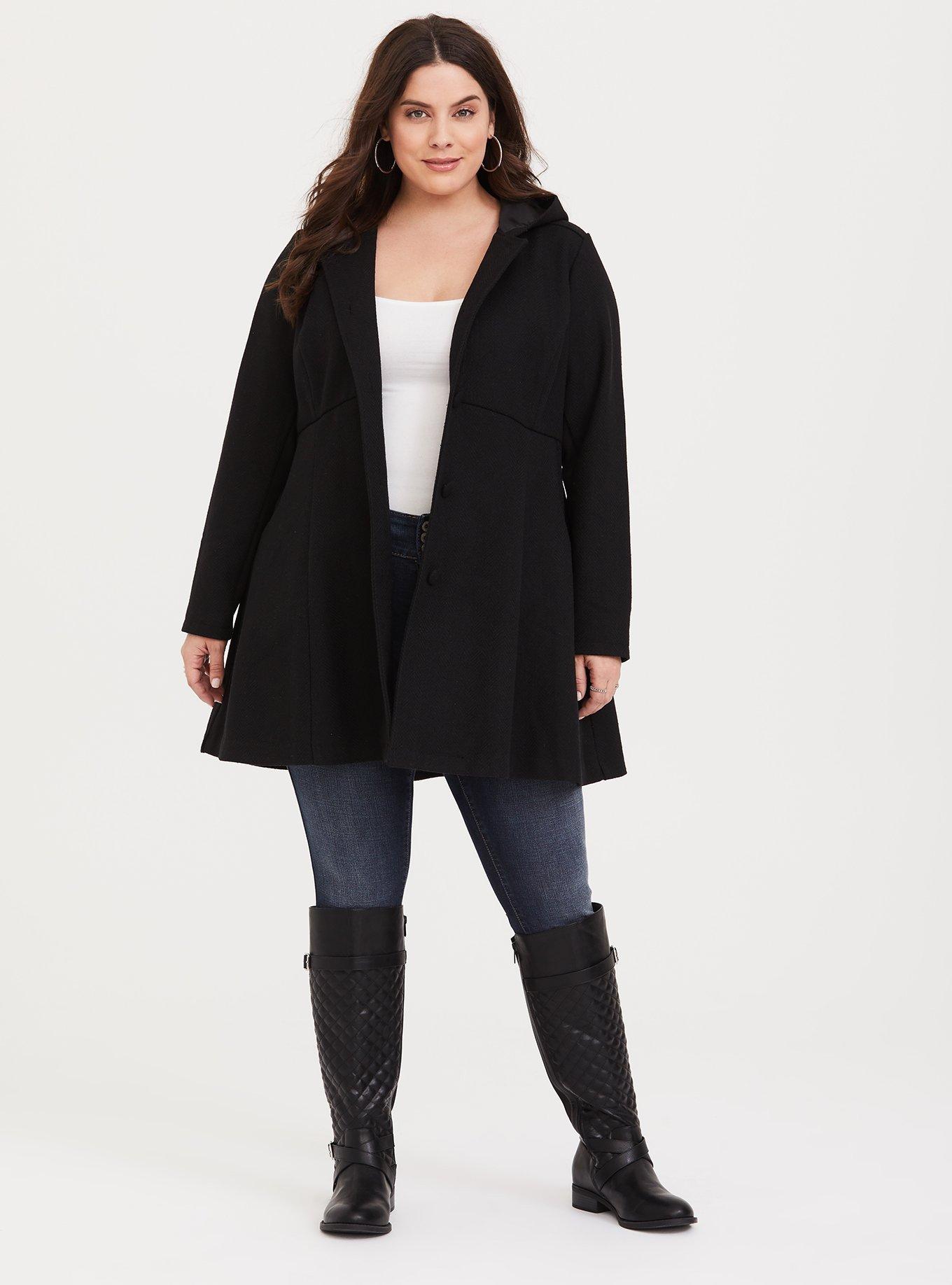 Fit and flare 2024 plus size coat