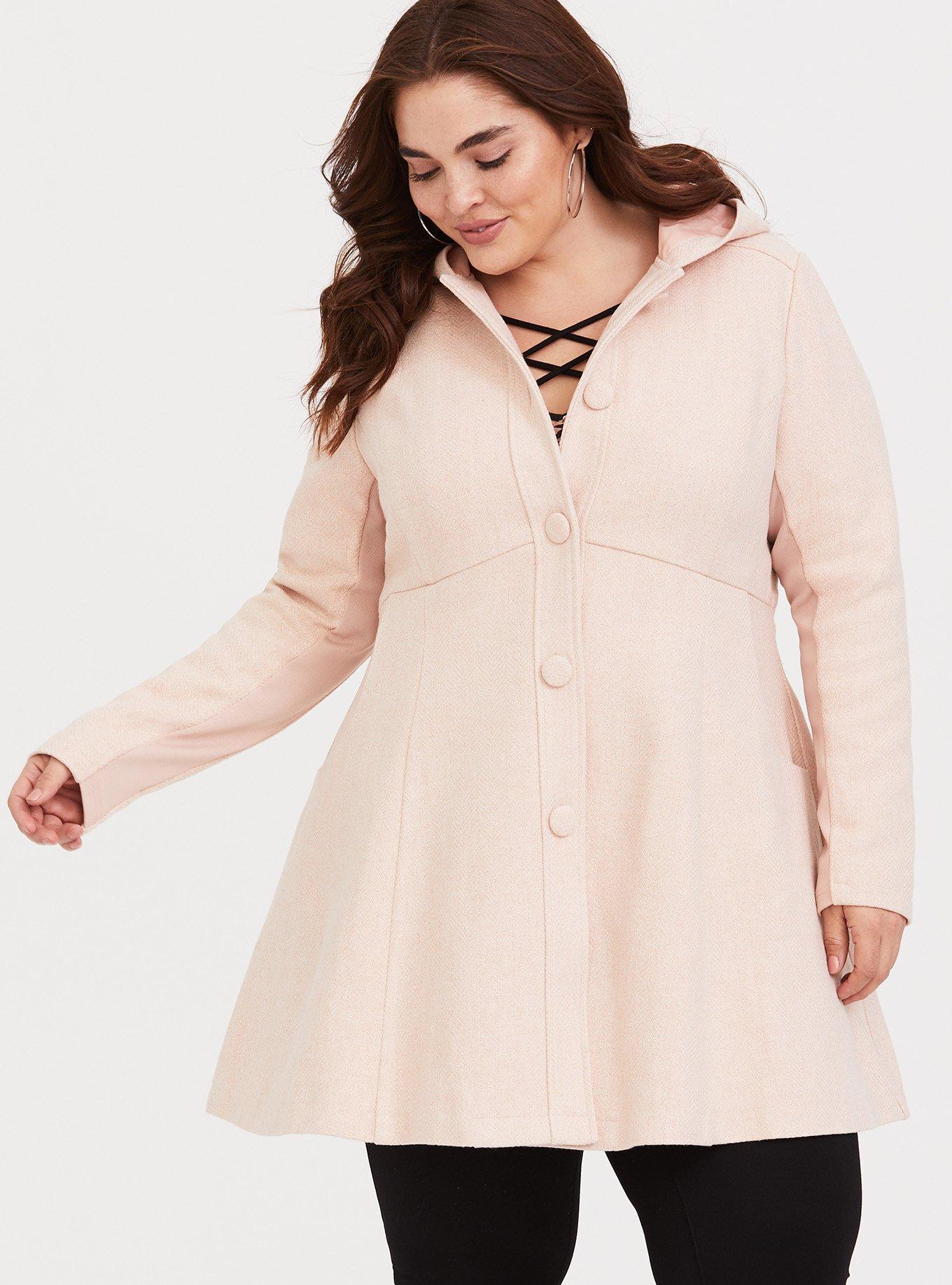 Plus Size - Fit And Flare Coat With Hood - Torrid