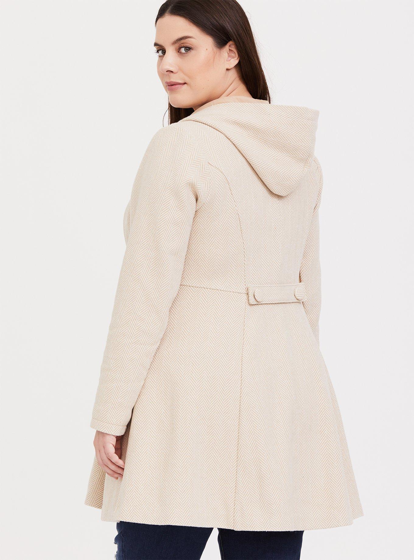 Fit And Flare Coat With Hood, OATMEAL HEATHER, alternate