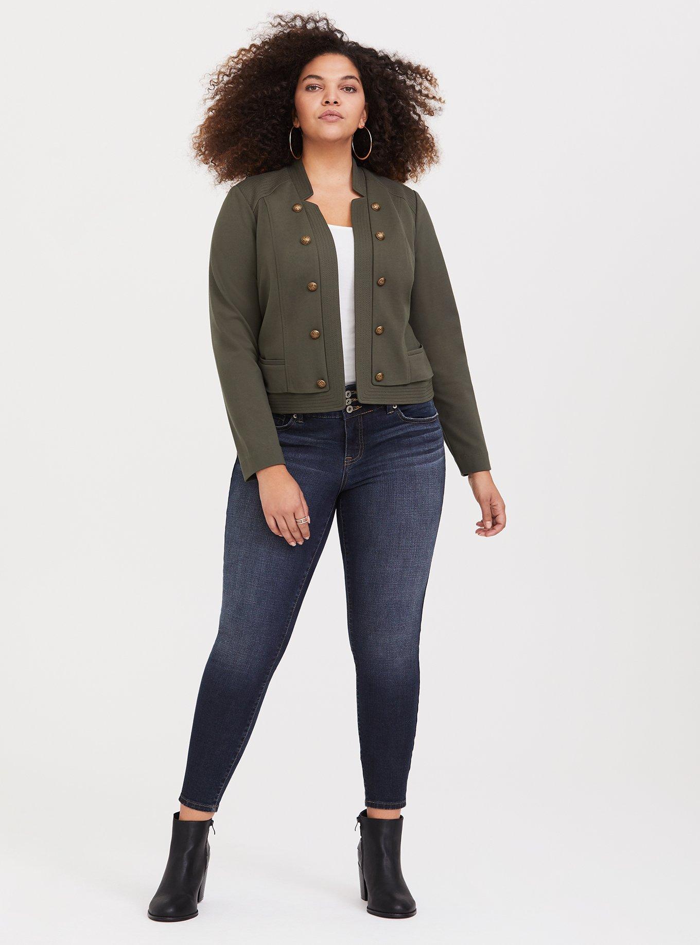 Olive Ponte Military Blazer, DEEP DEPTHS, alternate