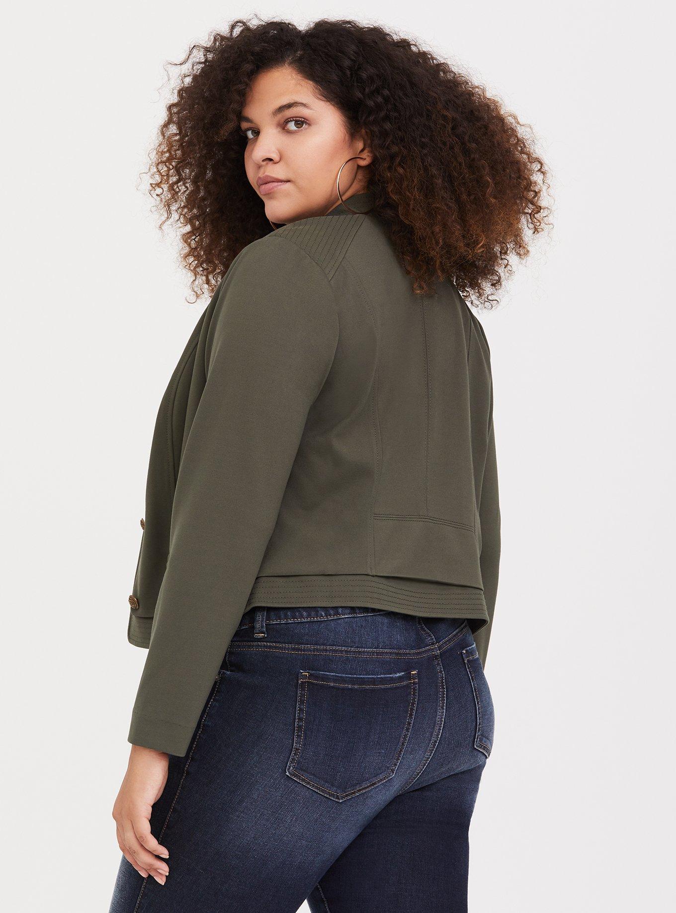 Olive Ponte Military Blazer, DEEP DEPTHS, alternate