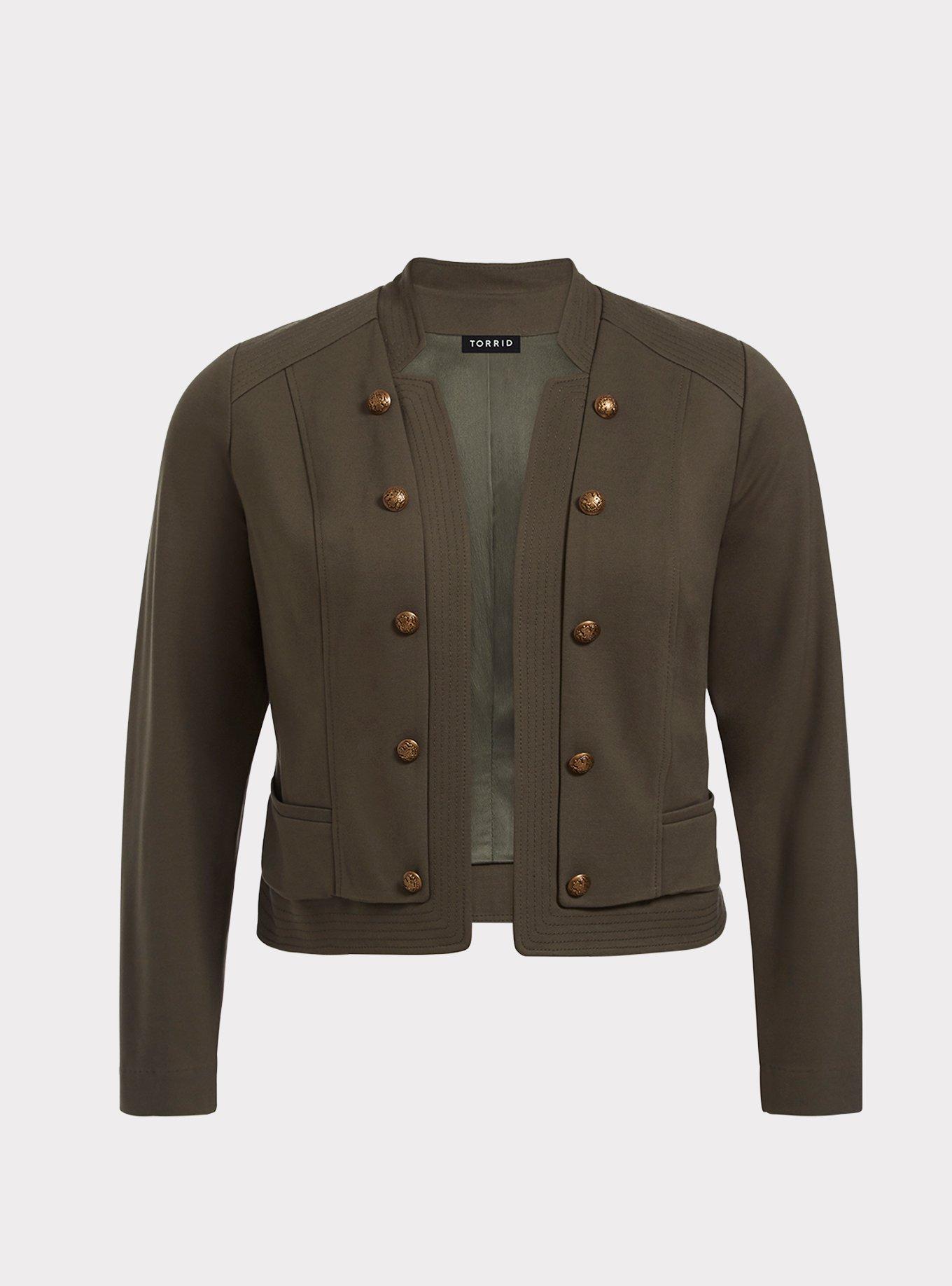 Olive Ponte Military Blazer, DEEP DEPTHS, hi-res