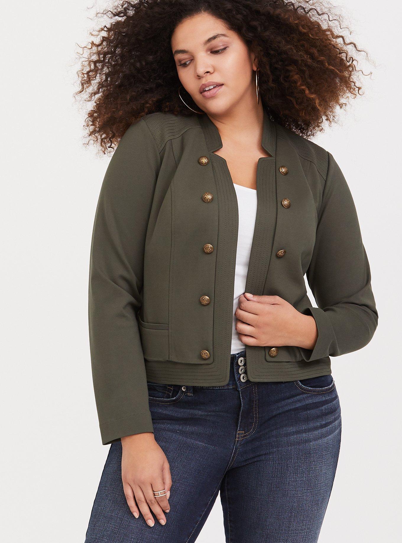 Olive Ponte Military Blazer, DEEP DEPTHS, hi-res