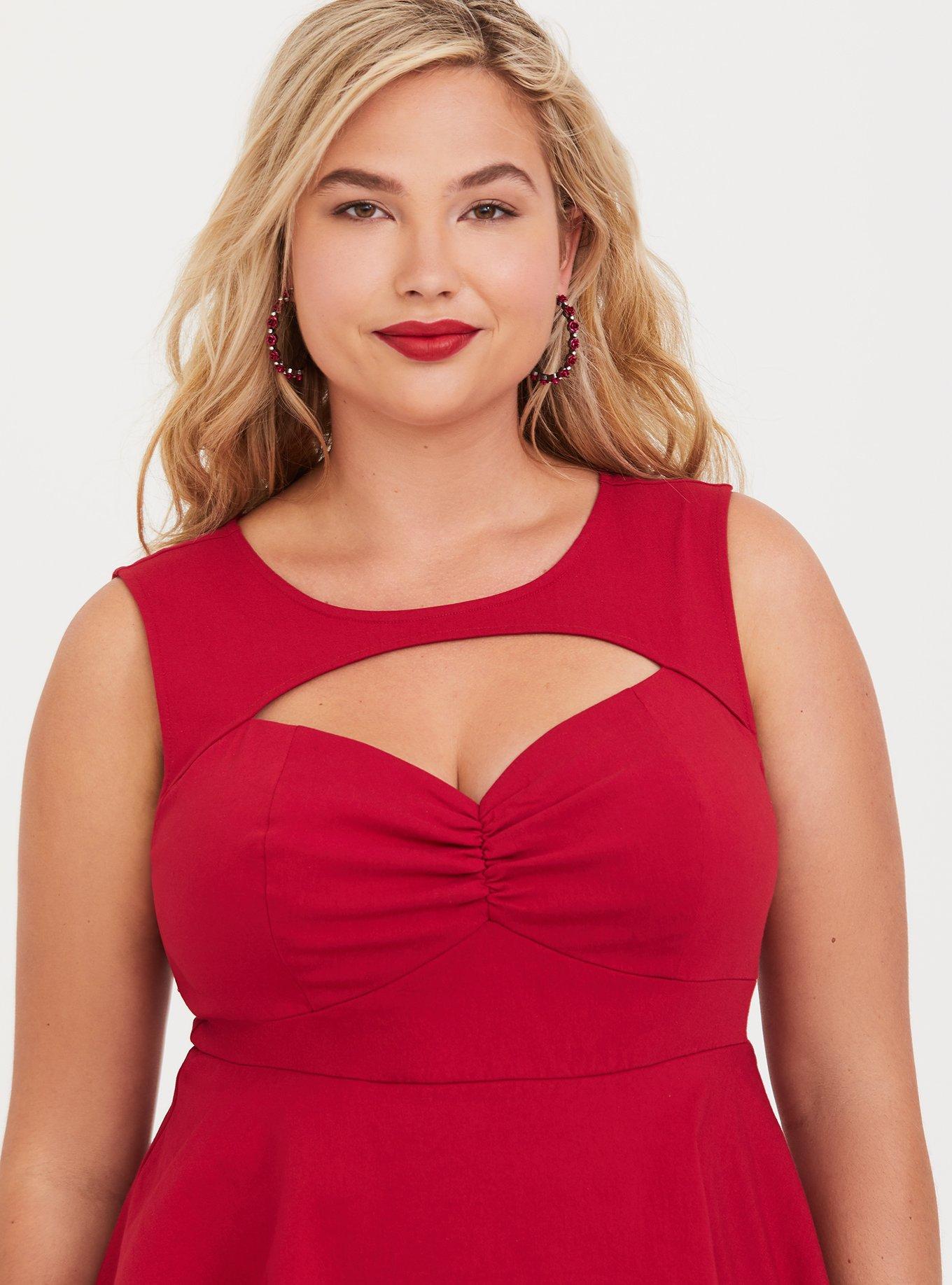 Plus size red peplum dress hotsell