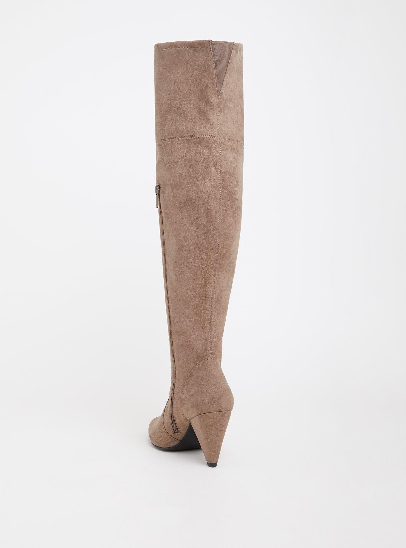 Plus Size Stretch Cone Heel Over The Knee Boot (WW), GREY, alternate