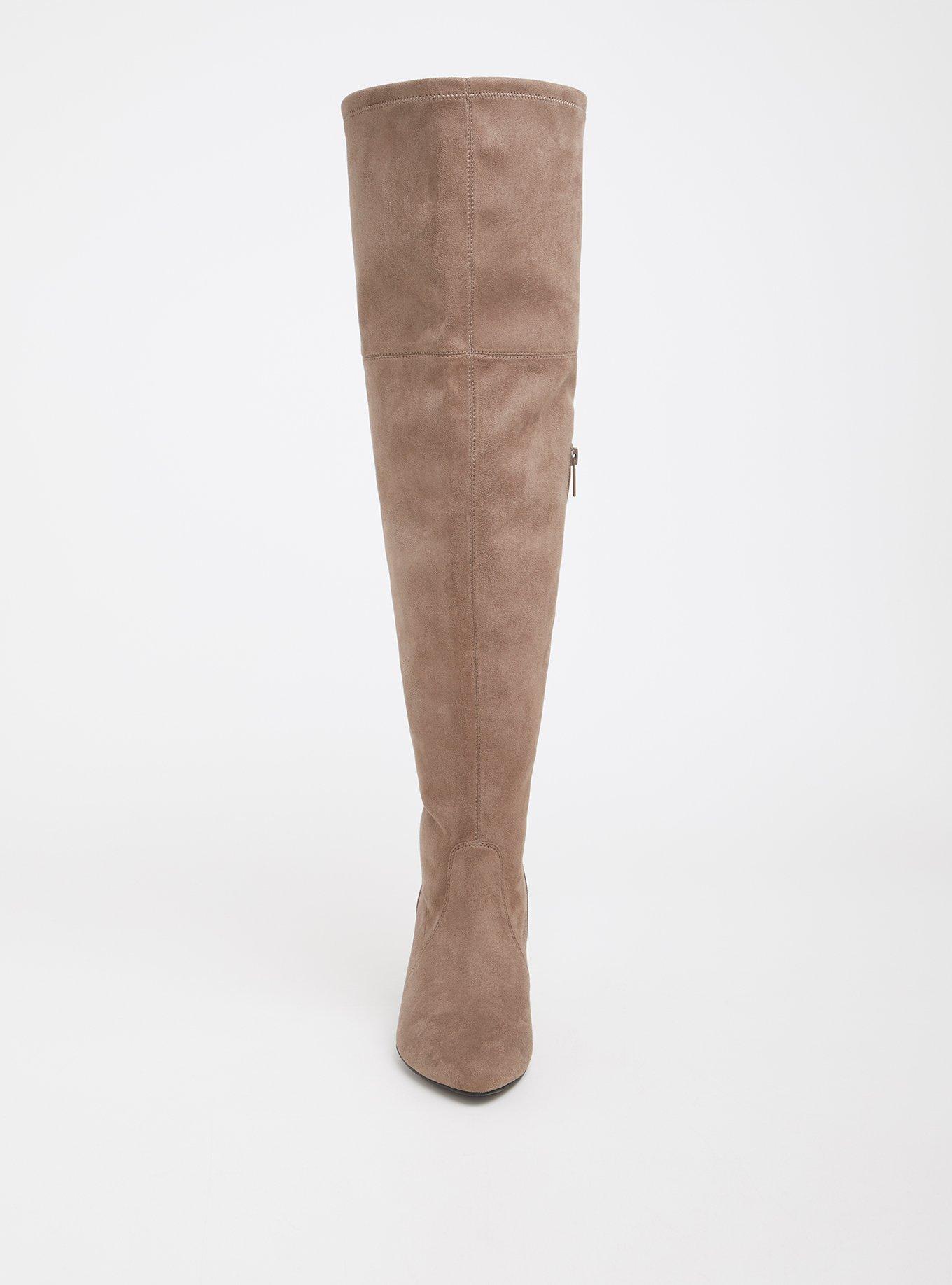 Plus Size Stretch Cone Heel Over The Knee Boot (WW), GREY, alternate