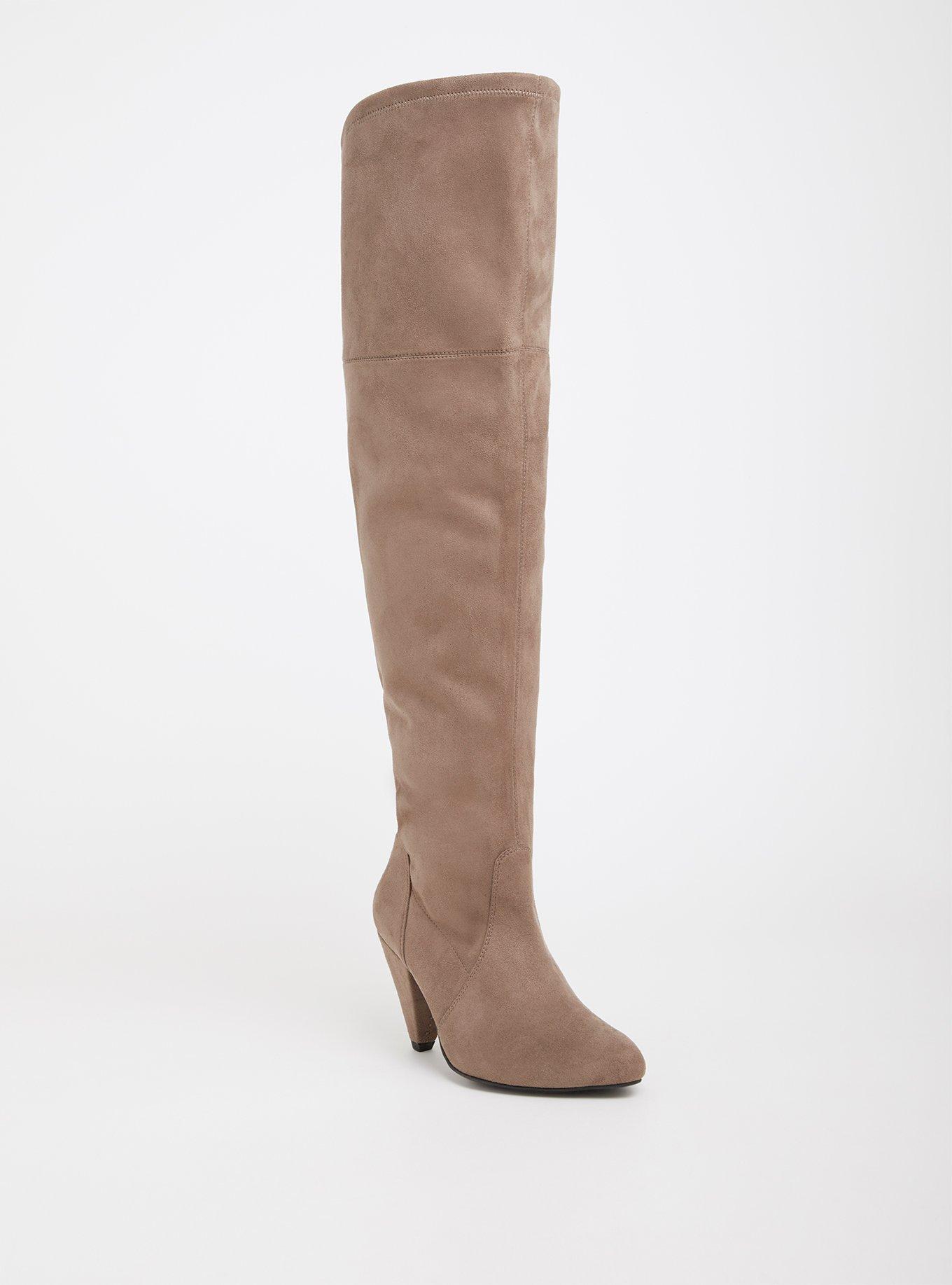 Plus Size Stretch Cone Heel Over The Knee Boot (WW), GREY, hi-res