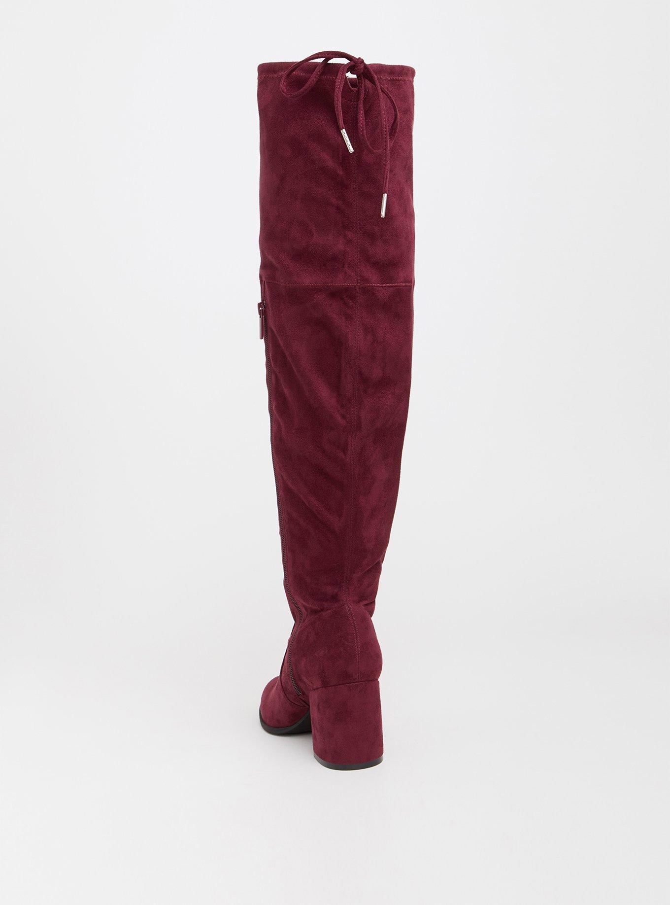 Wine colored over the knee boots sales