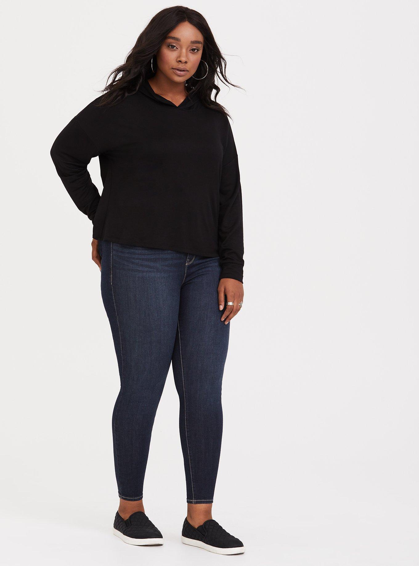 Plus Size Black Cropped Hoodie Sweatshirt Torrid