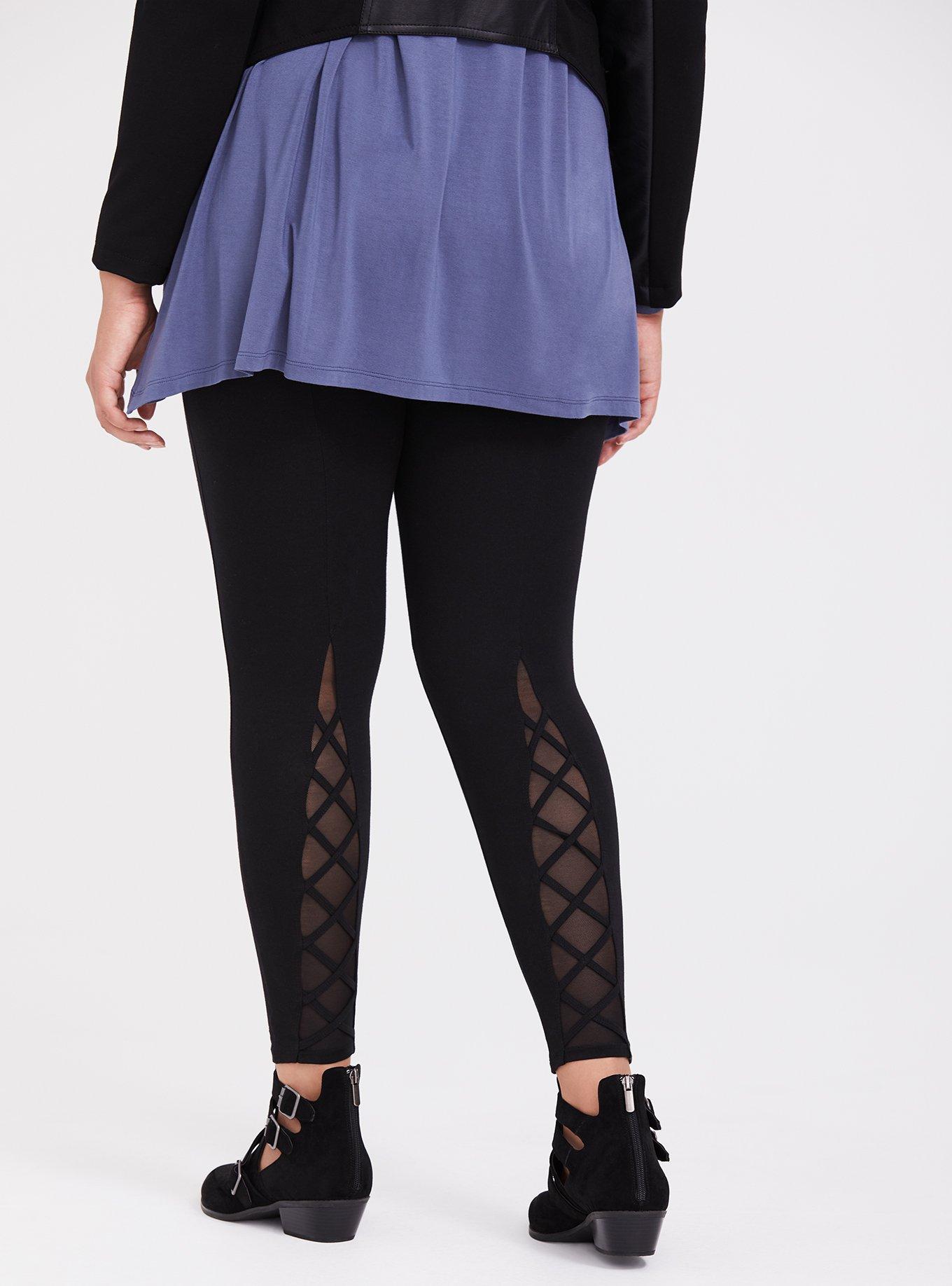 Black Lattice Mesh Knit Legging, BLACK, hi-res