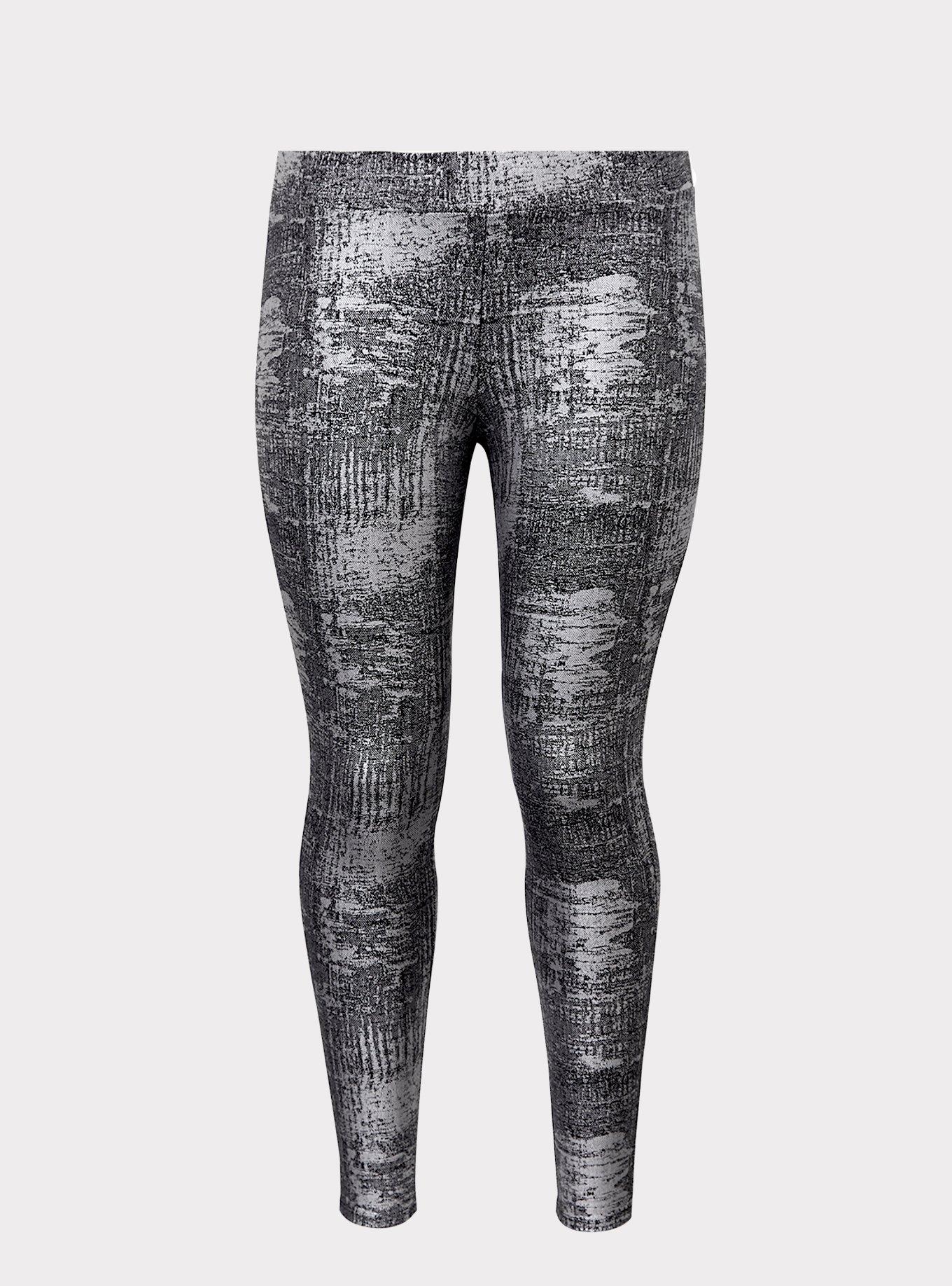 HOT Silver Sparkle Plus Size Silver Leggings Plus Size Silver Foil
