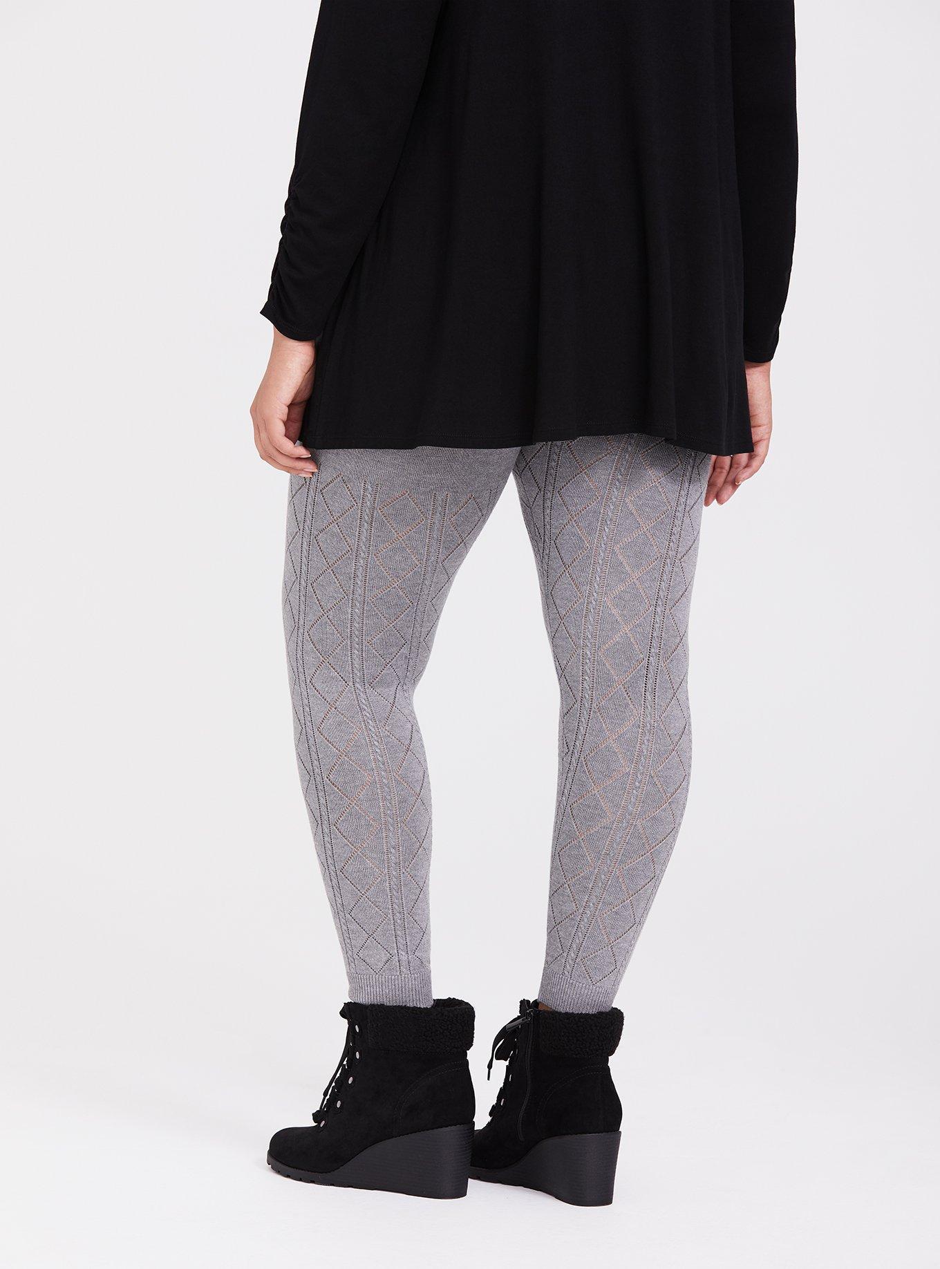 Grey Cable Knit Leggings, Knitwear