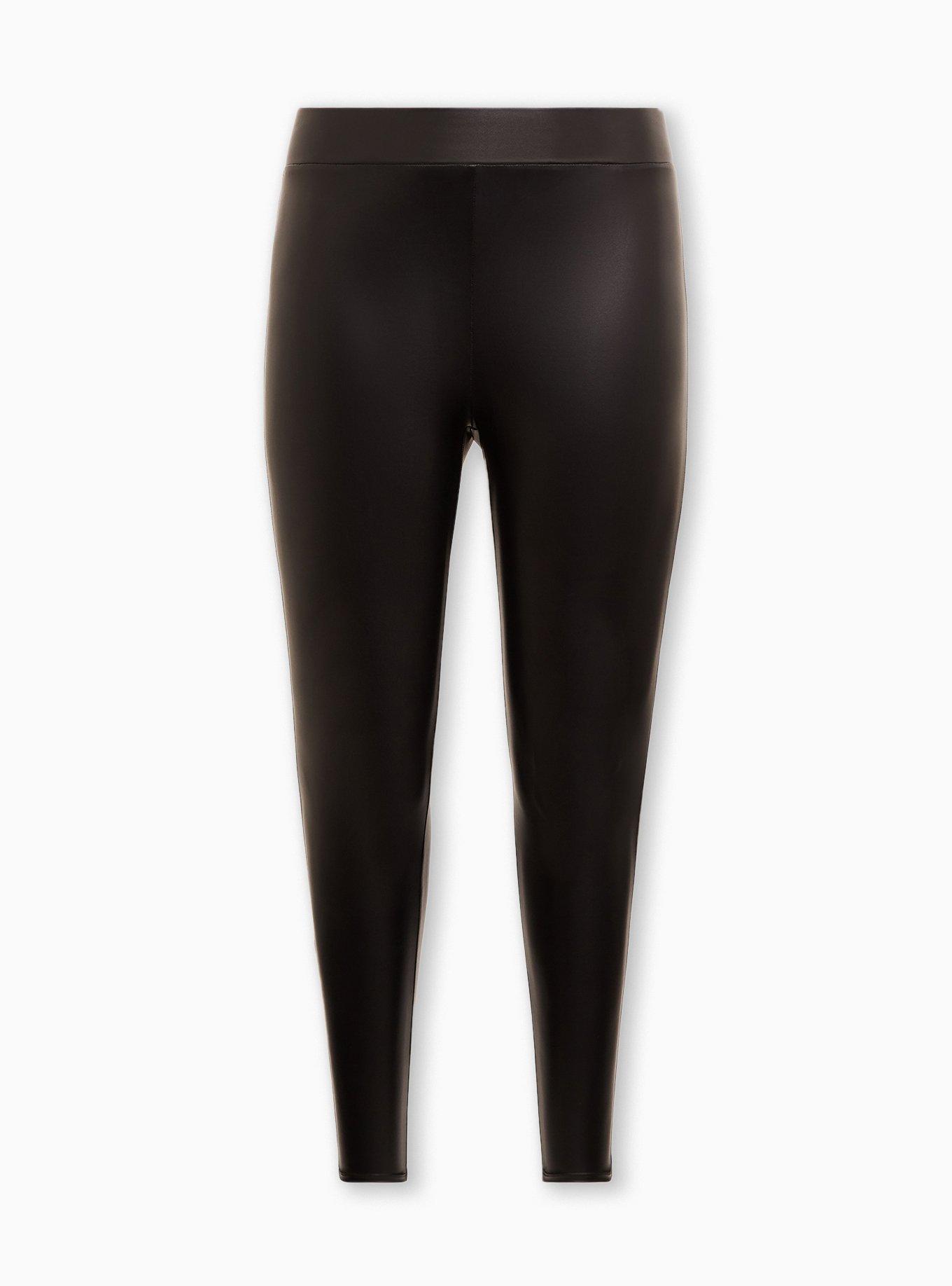 Black Mid Waist Faux Leather Pants Sexy Club Party