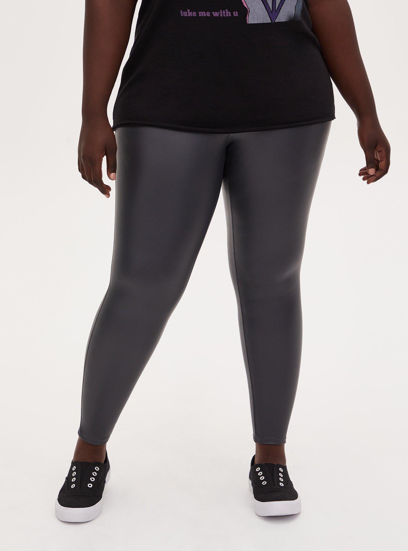 Full-Length Faux Leather Legging, GUNMETAL, alternate