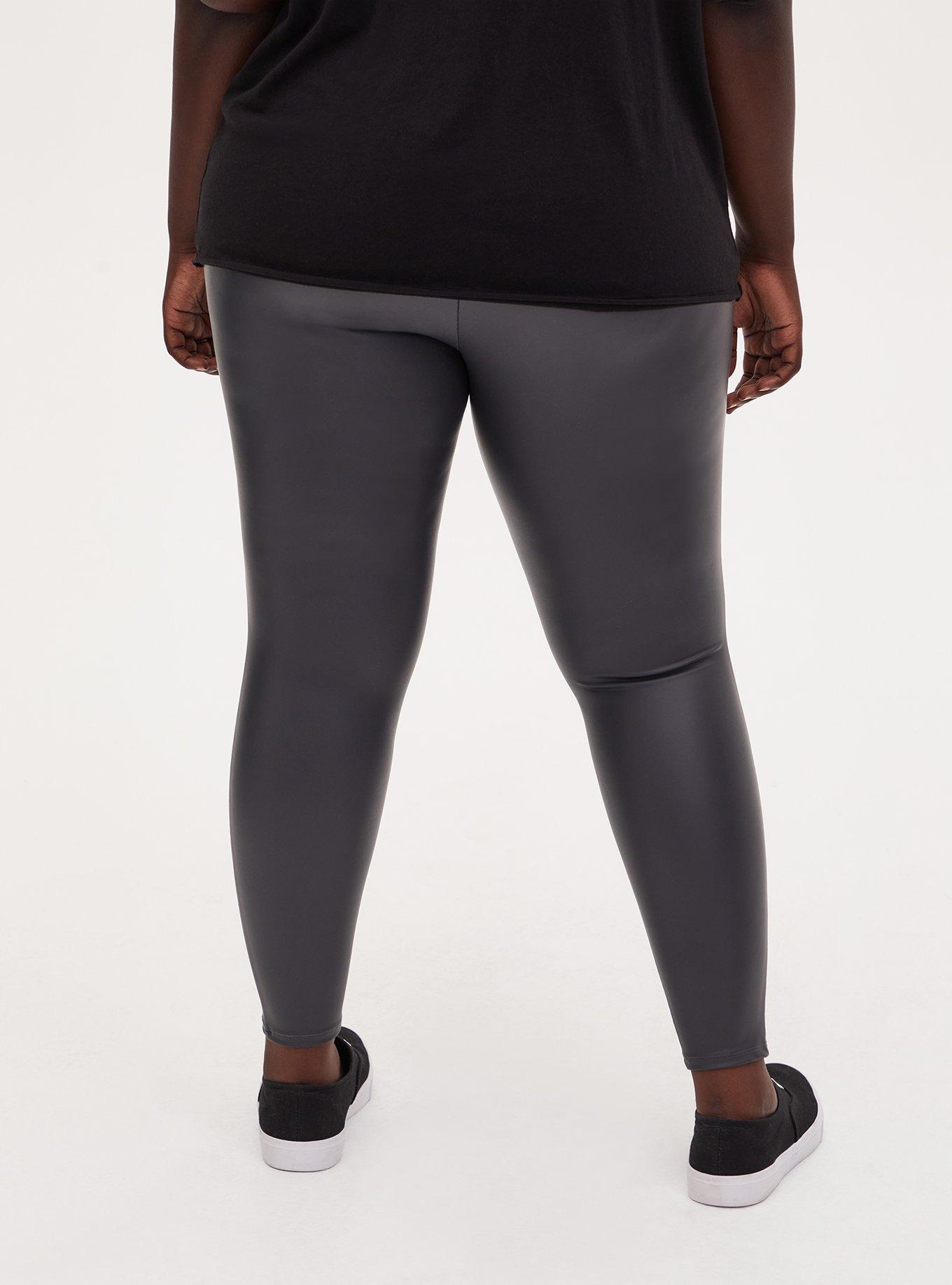 Full-Length Faux Leather Legging, GUNMETAL, alternate