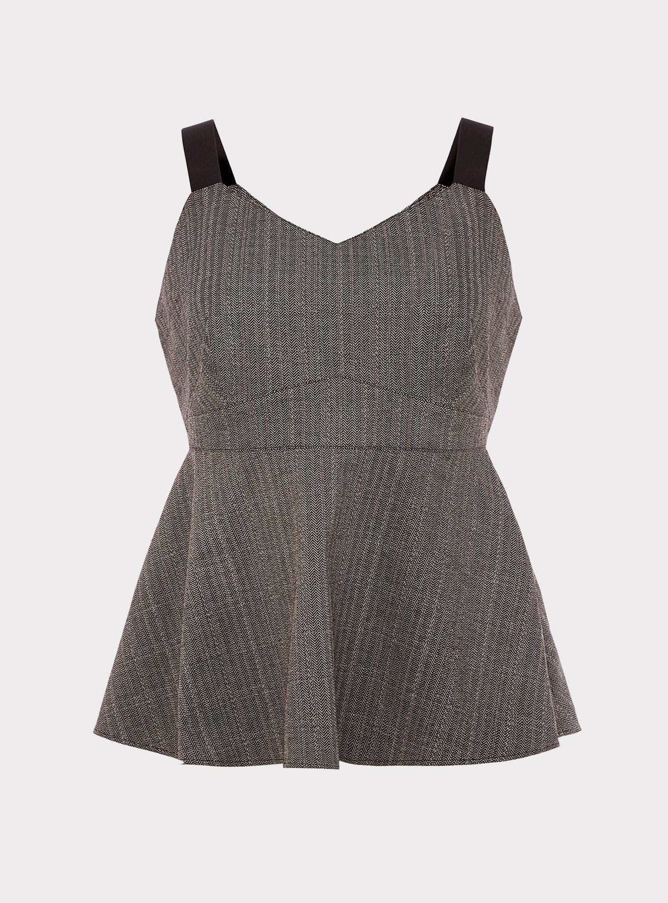 Grey Chevron Ponte Peplum Tank, , hi-res