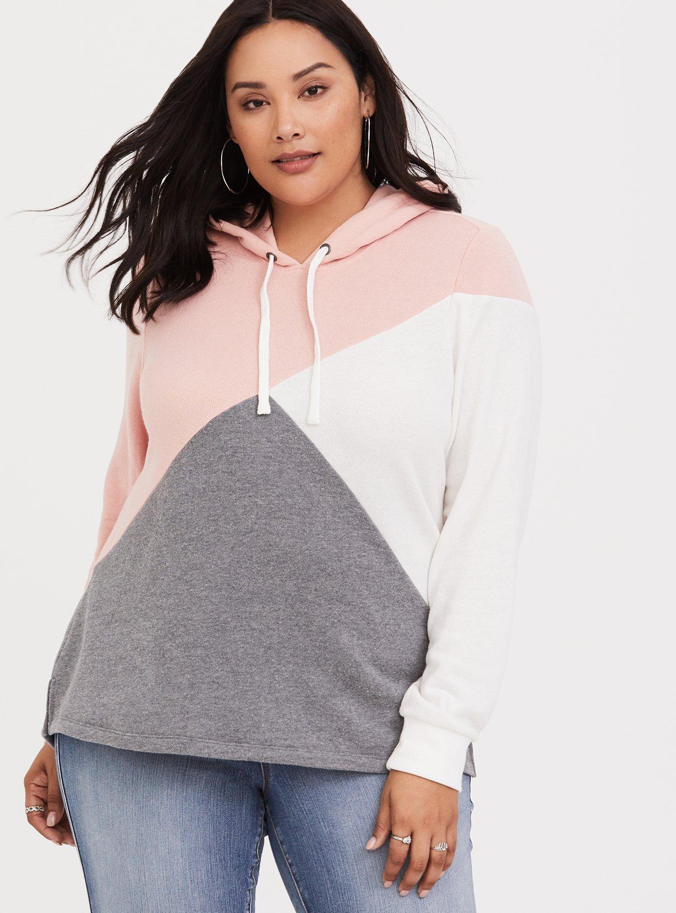 Plus size clearance color block hoodie