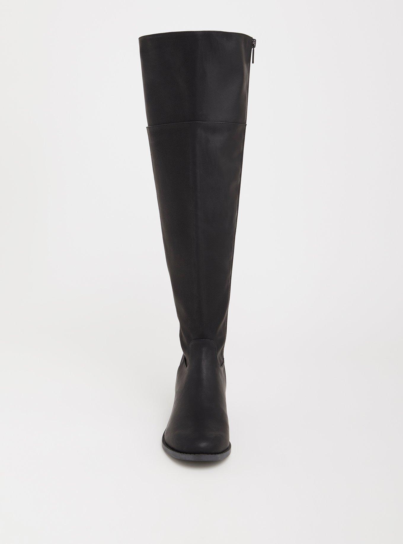 Plus Size Lattice Over The Knee Boot (WW), BLACK, alternate