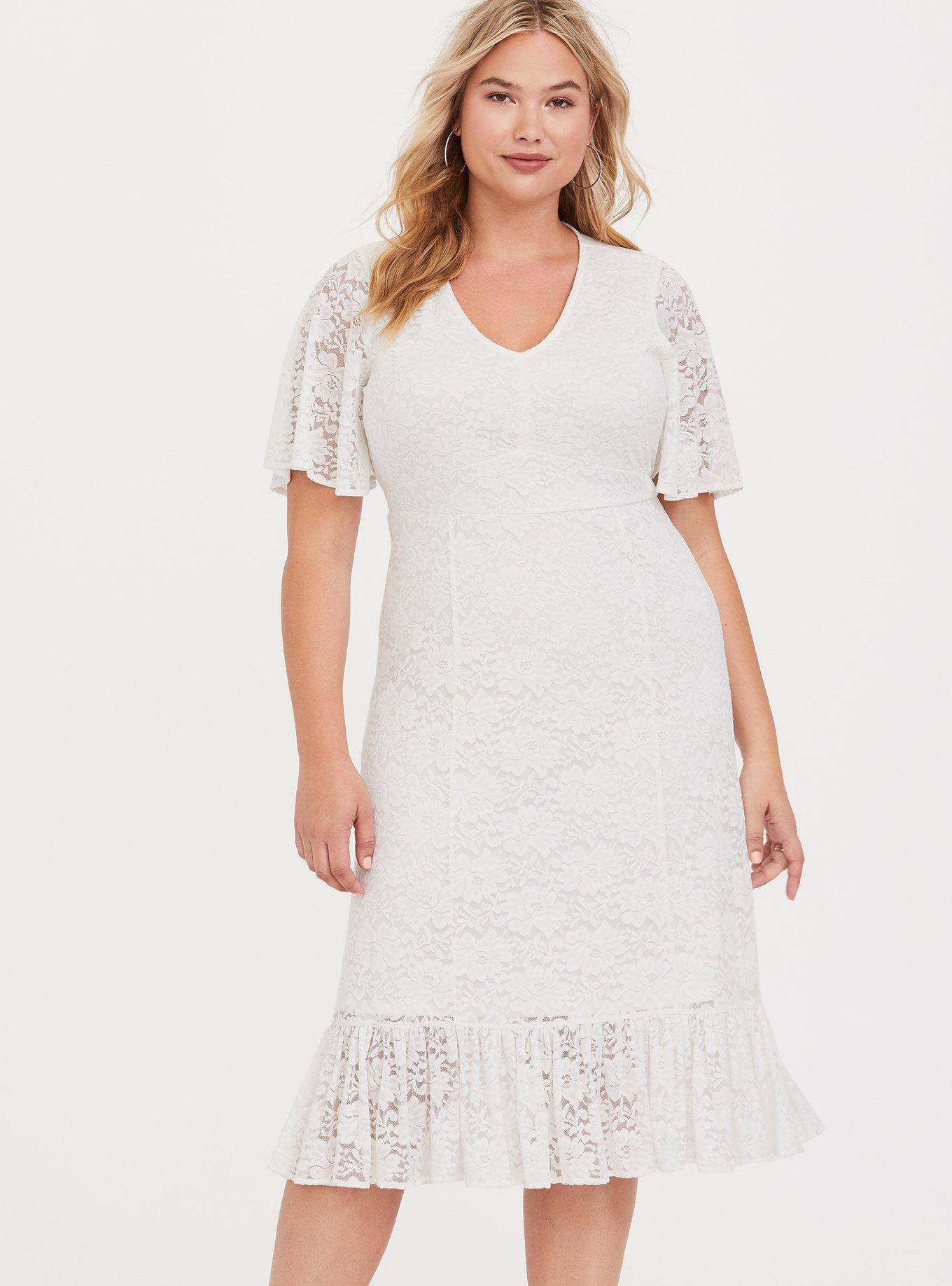 White Lace Midi Dress, CLOUD DANCER, alternate