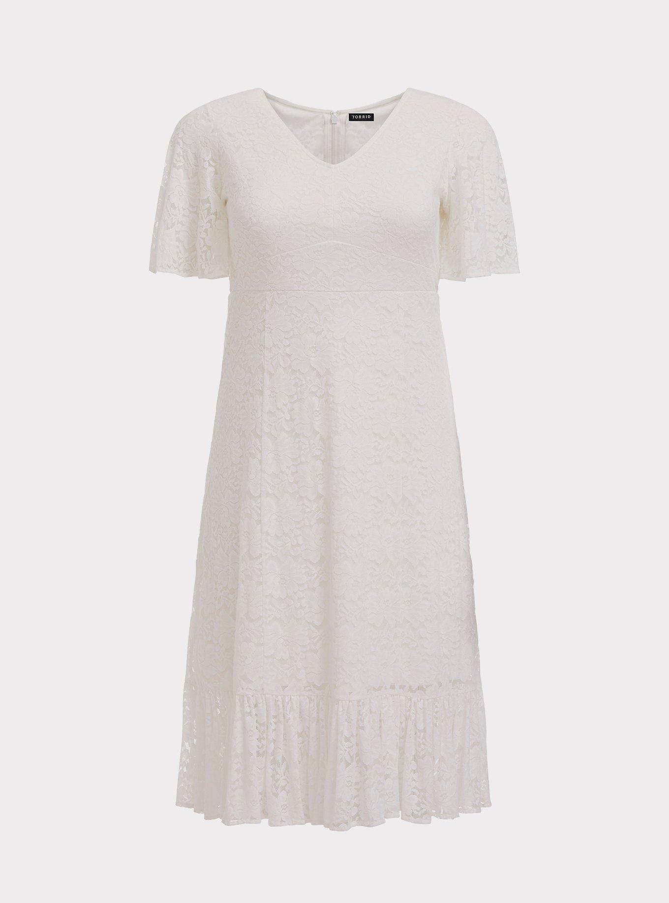 Torrid Midi Voile Tie Sleeve Dress Bright White Womens Plus Size