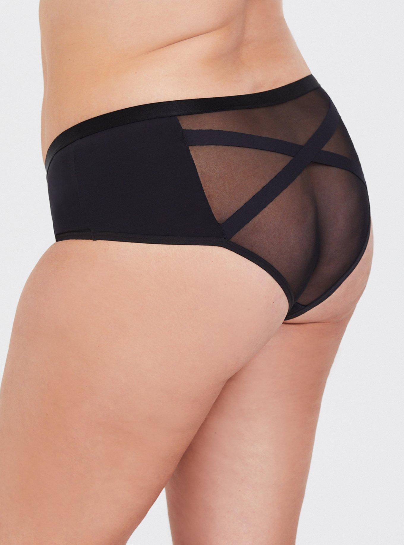 Tara Lynn - Microfiber & Mesh Cheeky Panty, RICH BLACK, alternate