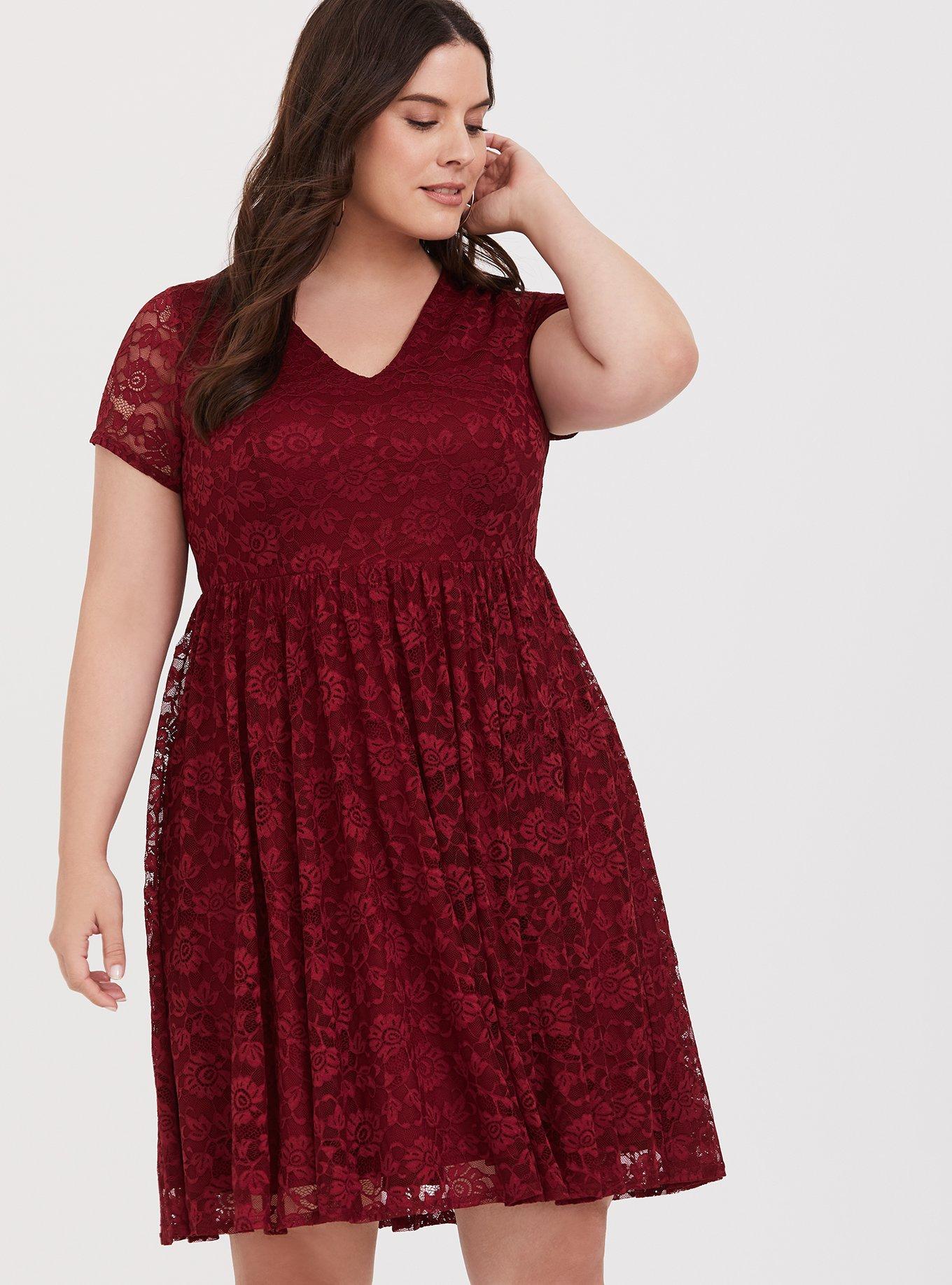 Torrid Jersey Lace Up Skater Dress Red Plus Size 2 2X 18 20 #C56882