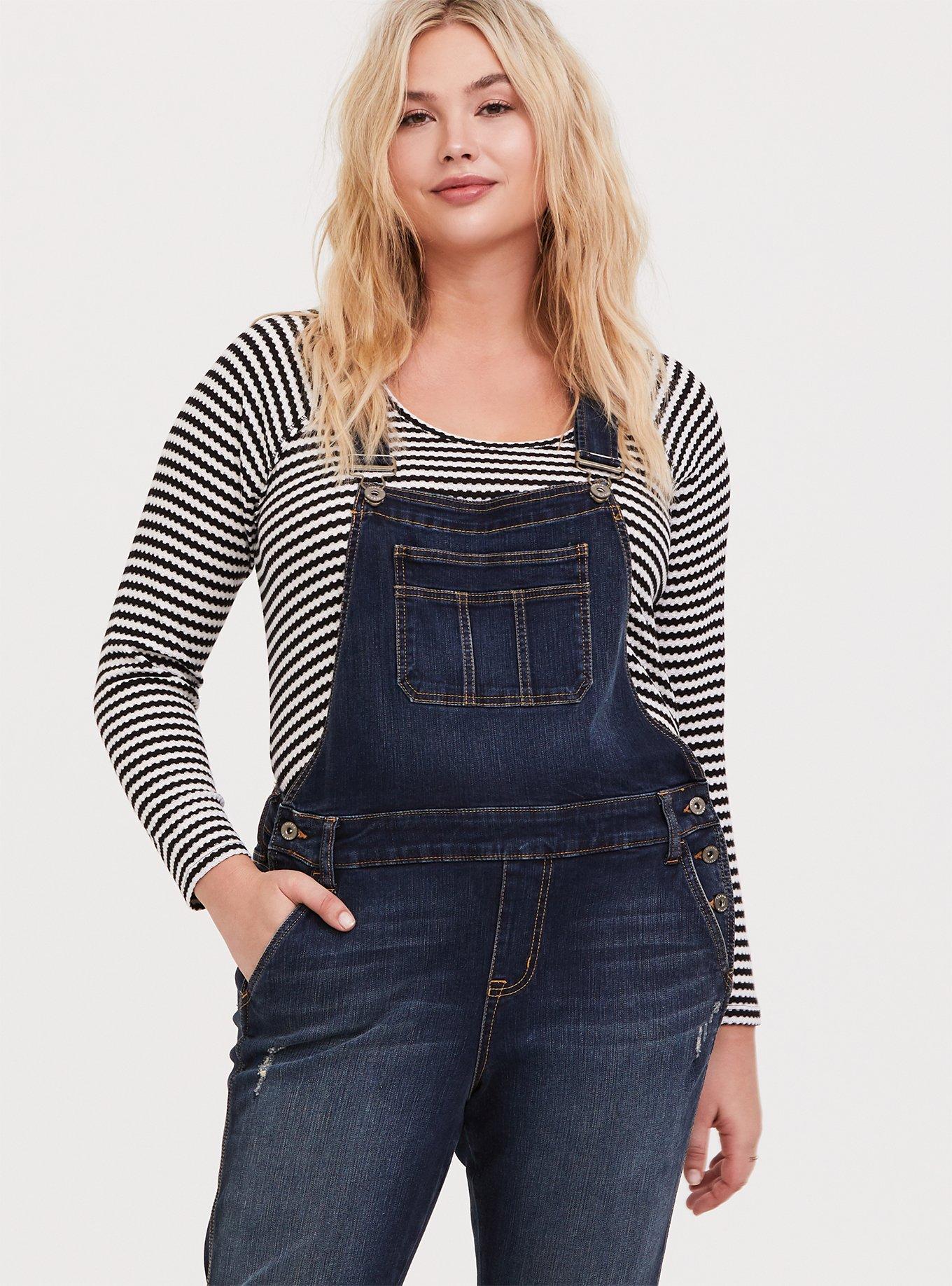 Plus Size - Crop Overall - Vintage Stretch Dark Wash - Torrid