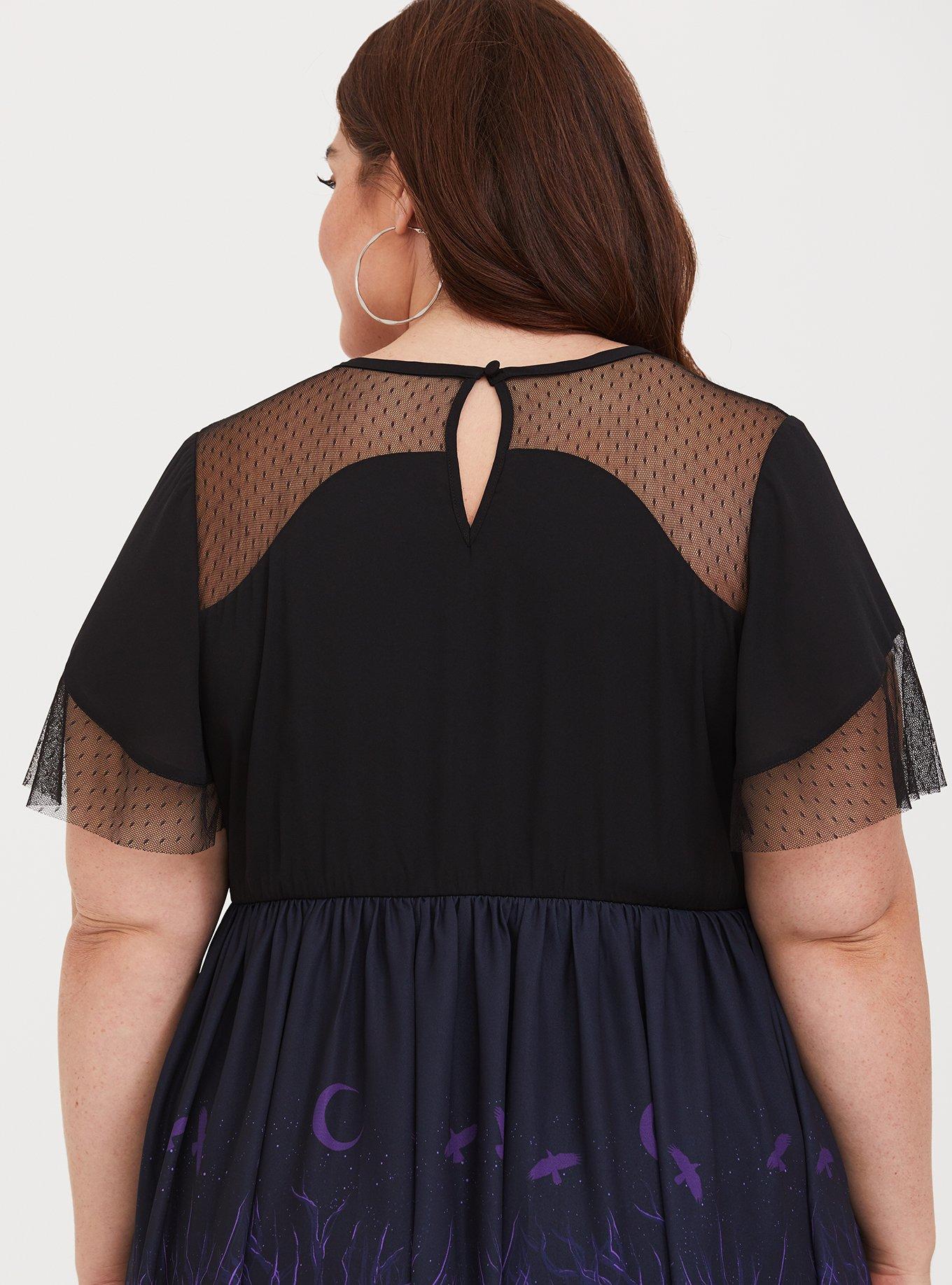 Plus Size Disney Villains Black Purple Border Print Skater Dress Torrid