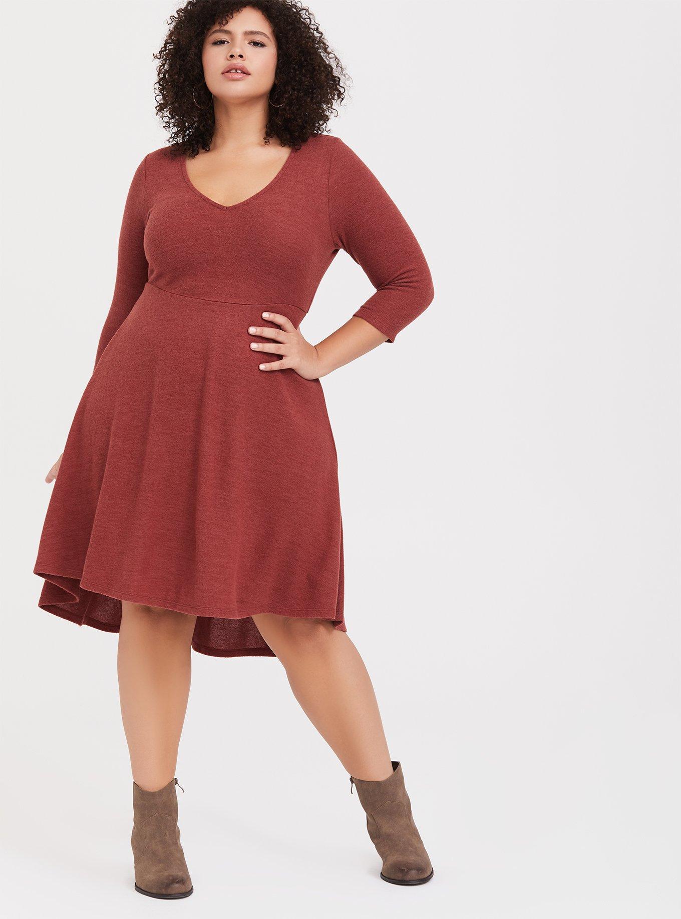 burgundy skater dress plus size Rebdolls Women's Class Flirt Cotton Off The Shoulder Mini Skater Dress W. Pockets - Burgundy
