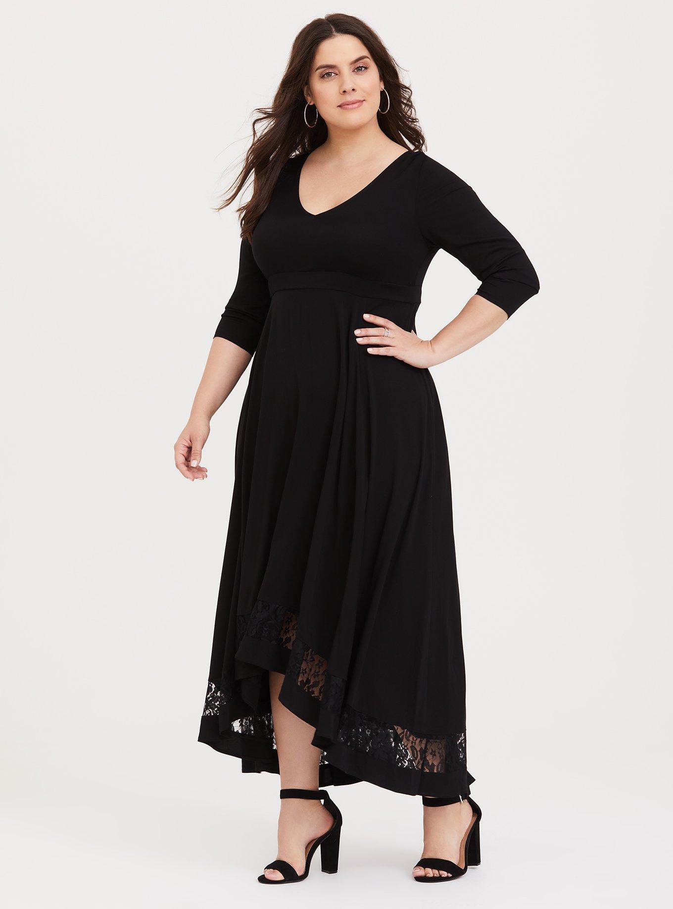 Plus Size - Black Challis Hi-Lo Maxi Dress - Torrid