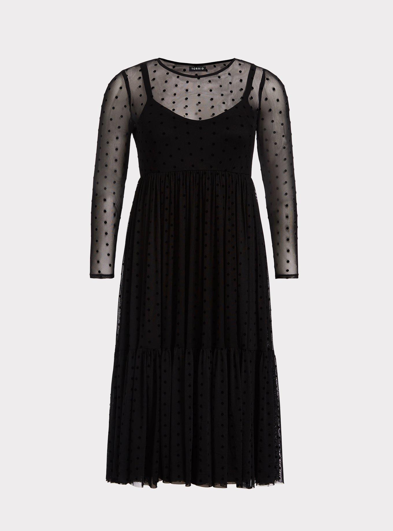 black dot mesh midi dress Plus Size - Size:CONT 38 5% Elastane. YGroup_steffie-beaded-backless-mini-dress Black Sparkly Bodice Evening