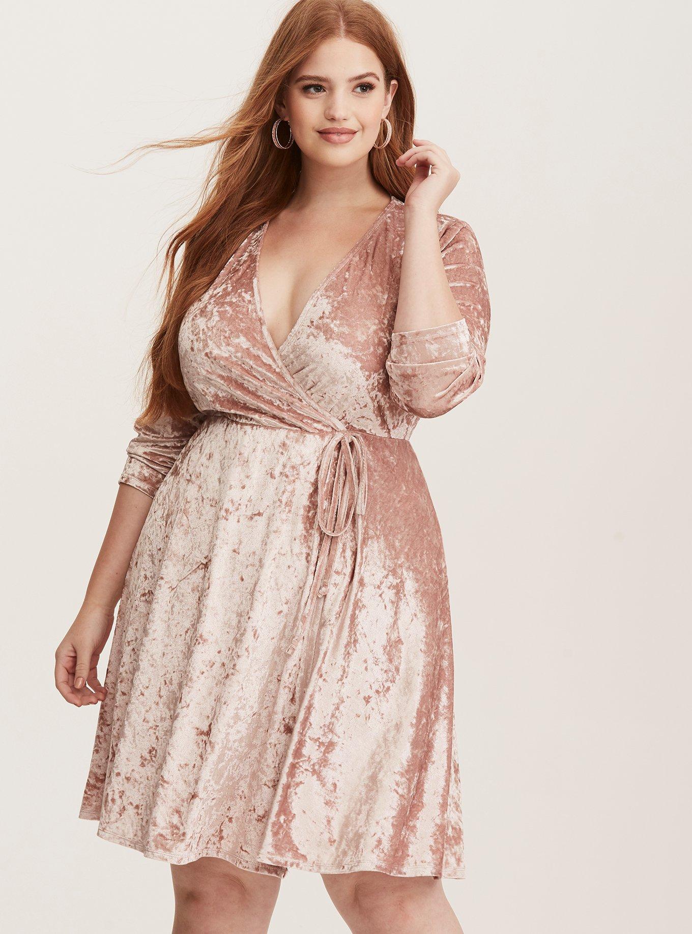 Velvet wrap clearance dress plus size