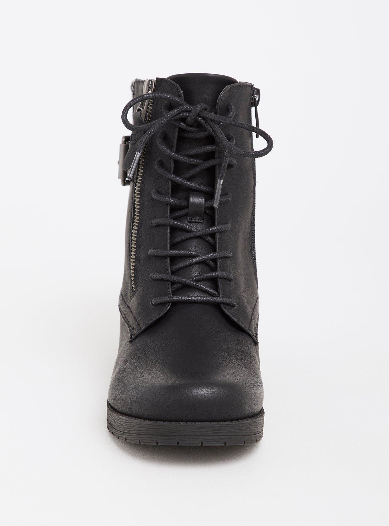 Sweater trim combat booties hotsell