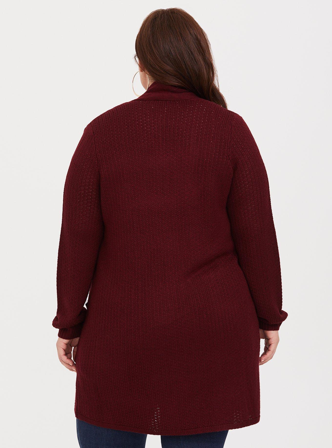 Brick Red Long Sleeve Knit Cardigan, CURRENT EVENTS, alternate