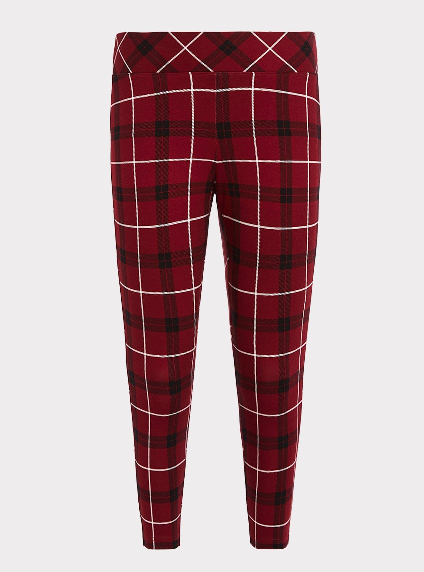 Red plaid stretch store pants