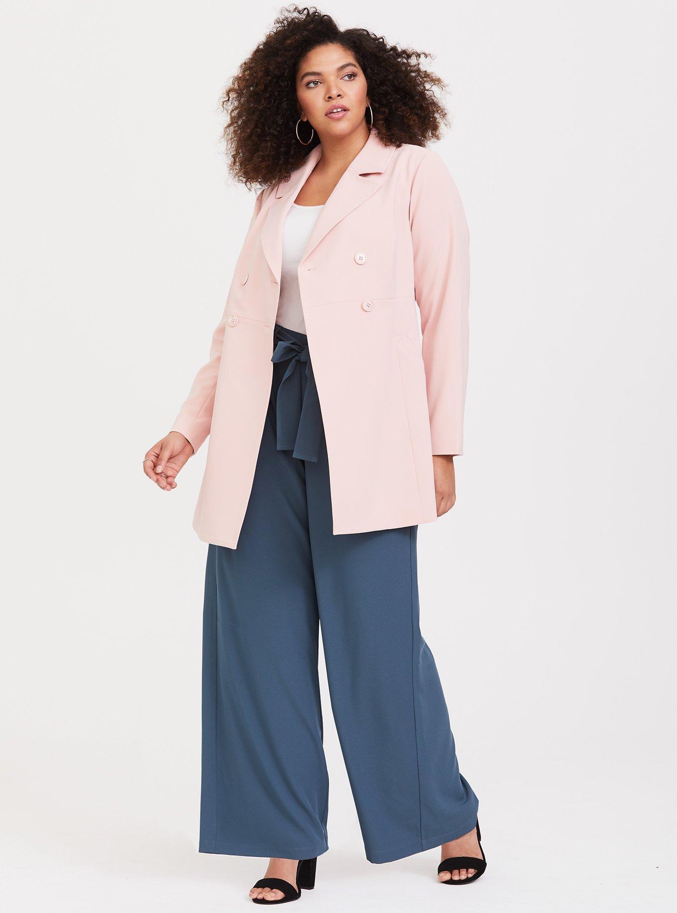 Teal Crepe Tie Front Wide Leg Pant, , alternate