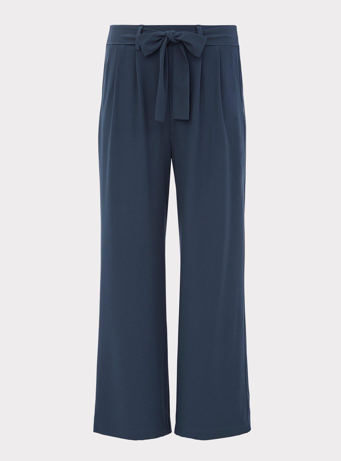 Teal Crepe Tie Front Wide Leg Pant, , hi-res