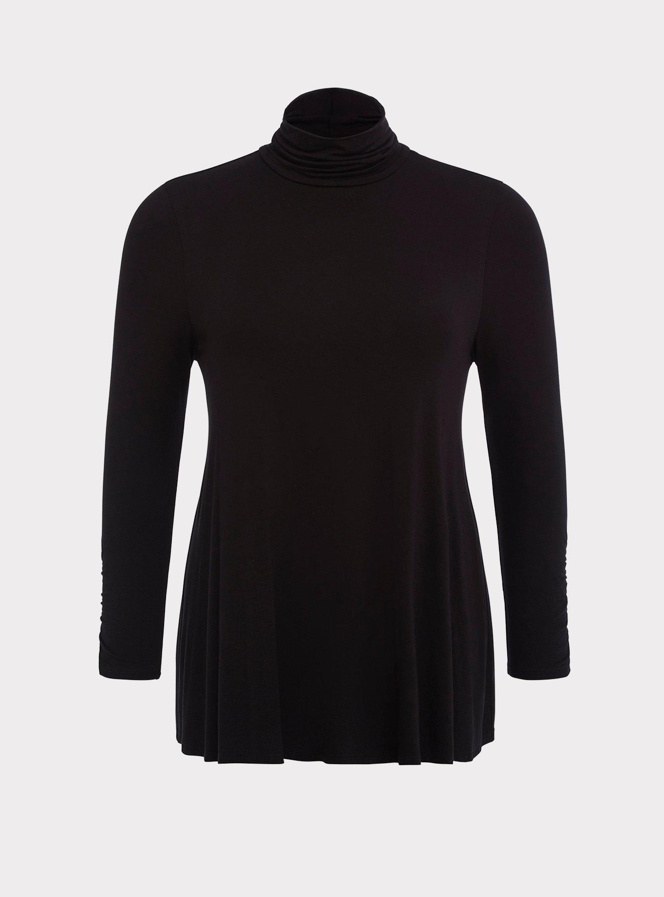 Black Turtle Neck with Button Sleeves