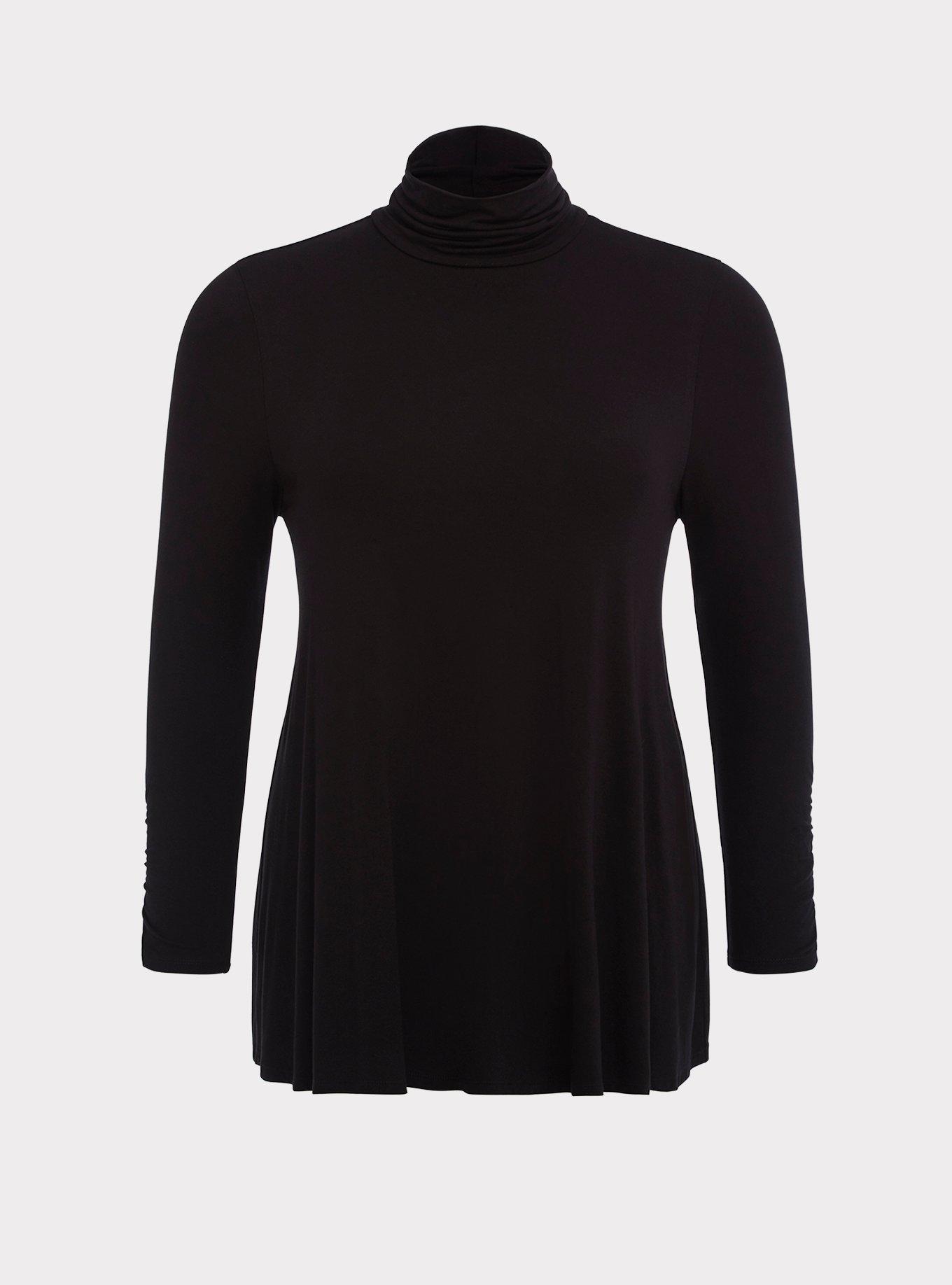 Super Soft Black Turtleneck Long Sleeve Tunic Tee, , hi-res