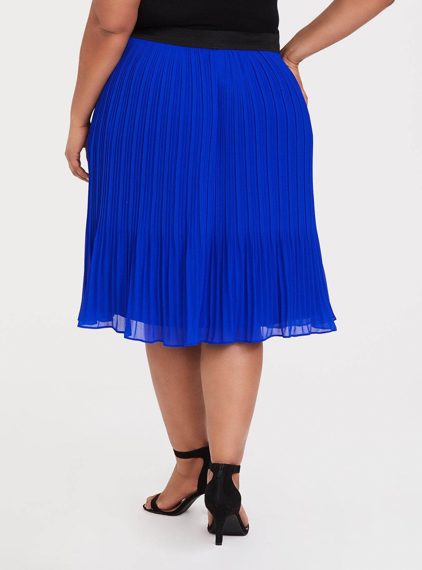 Midi Chiffon Pleated Skirt, BLUE, alternate