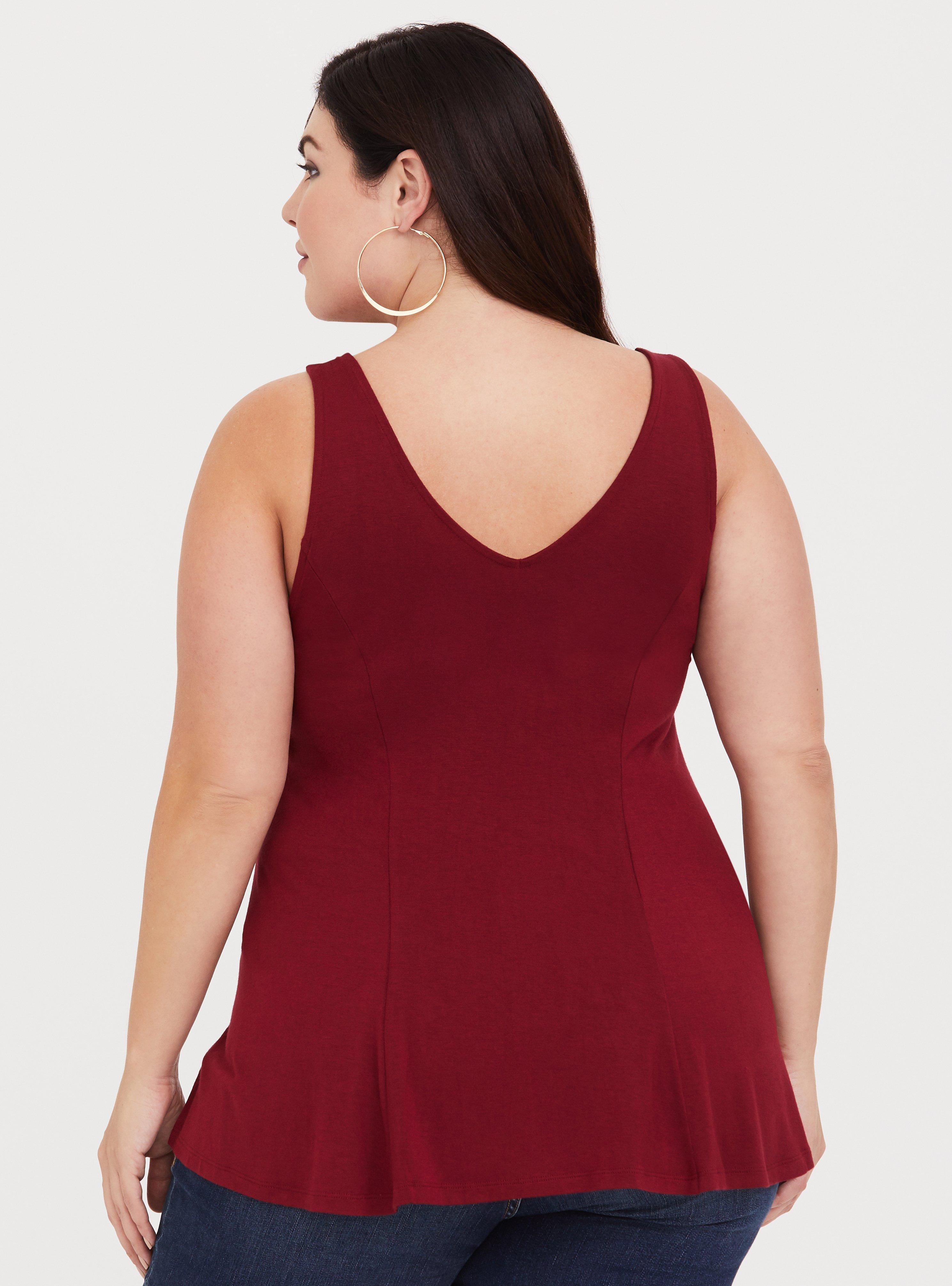 Plus Size Super Soft Red Cinched Tank, RED FERN, alternate