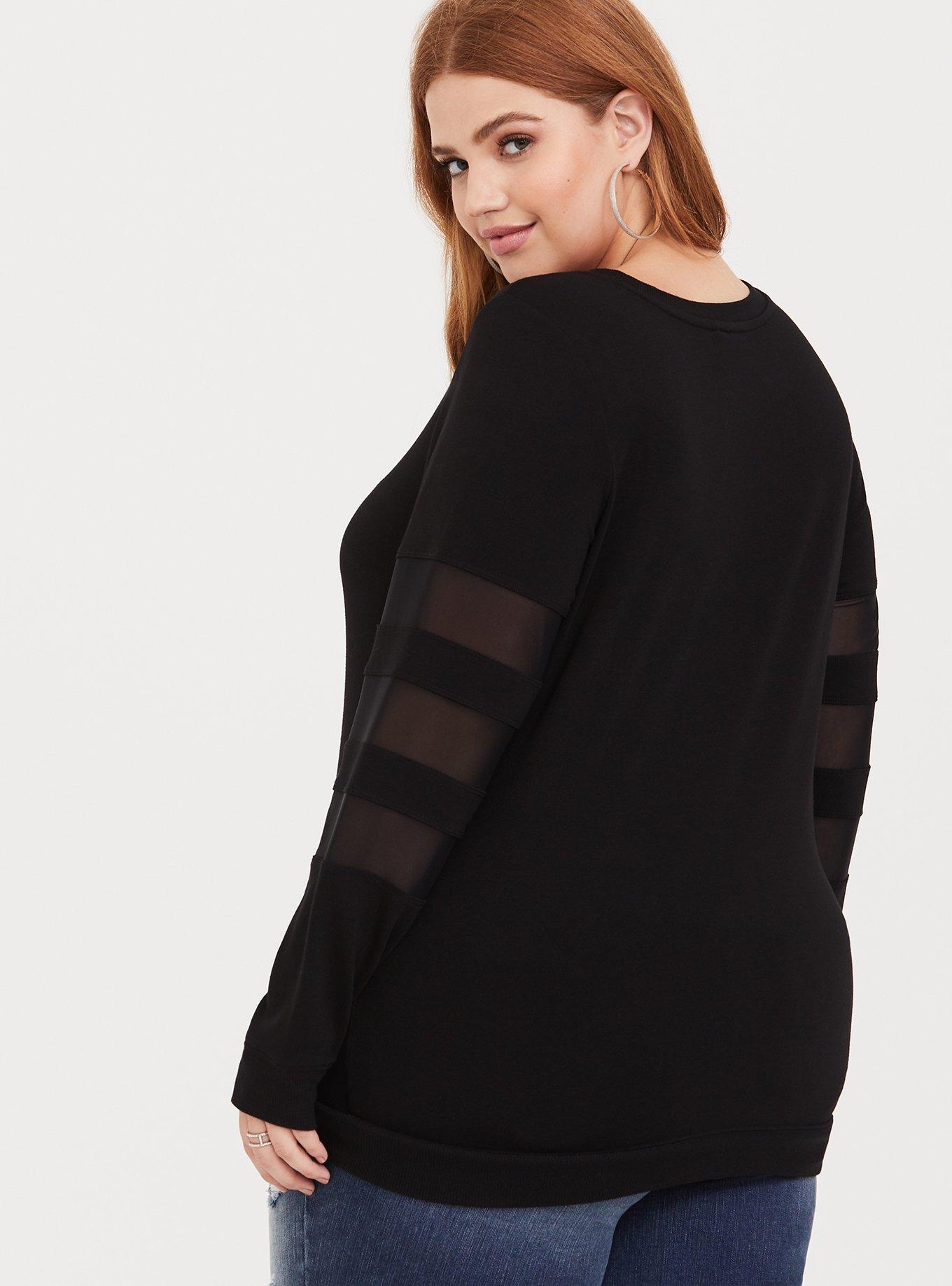 Plus Size - Long Sleeve Mesh Tee - Torrid