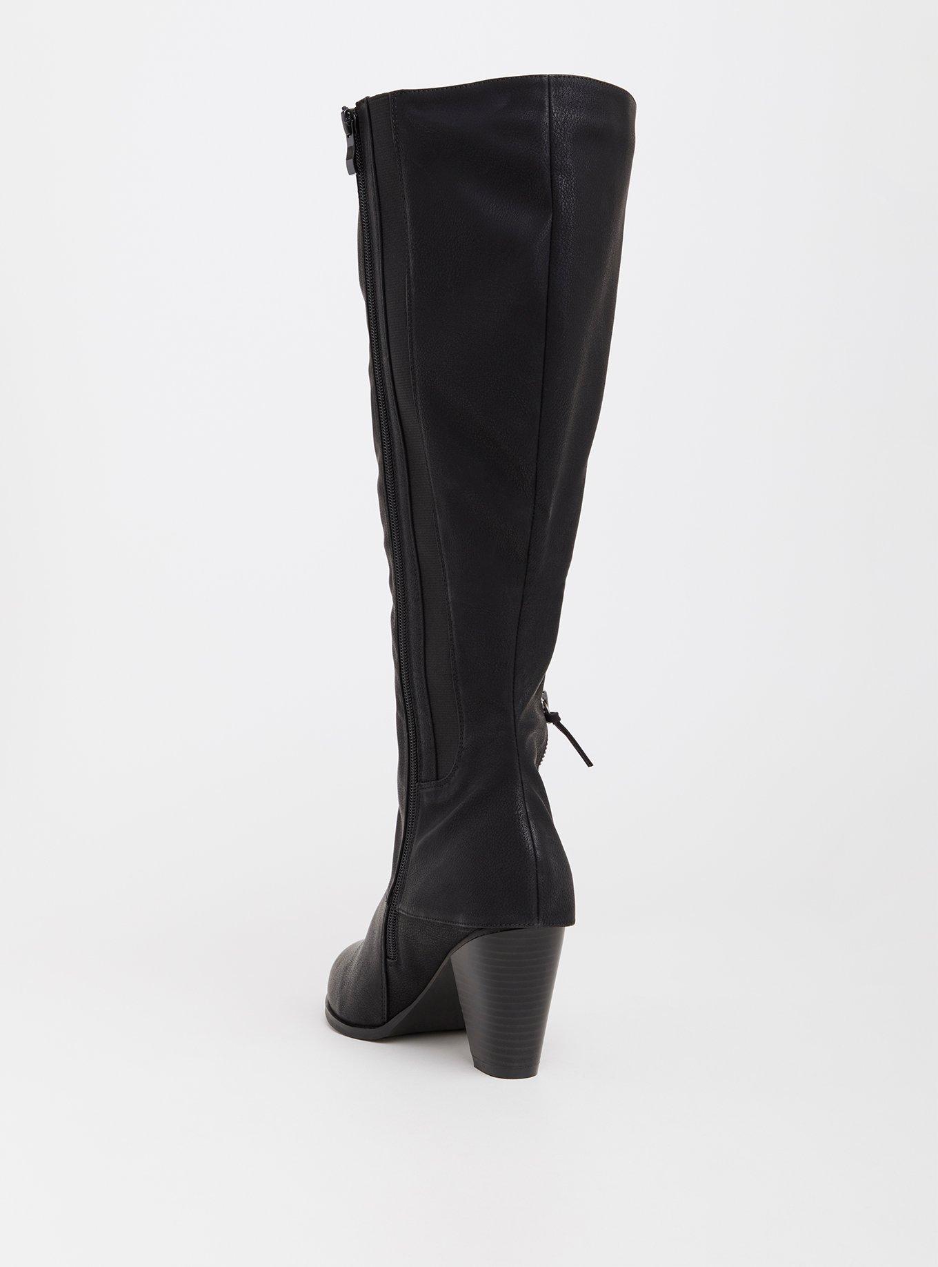 Crochet Detail Knee Boot (WW), BLACK, alternate