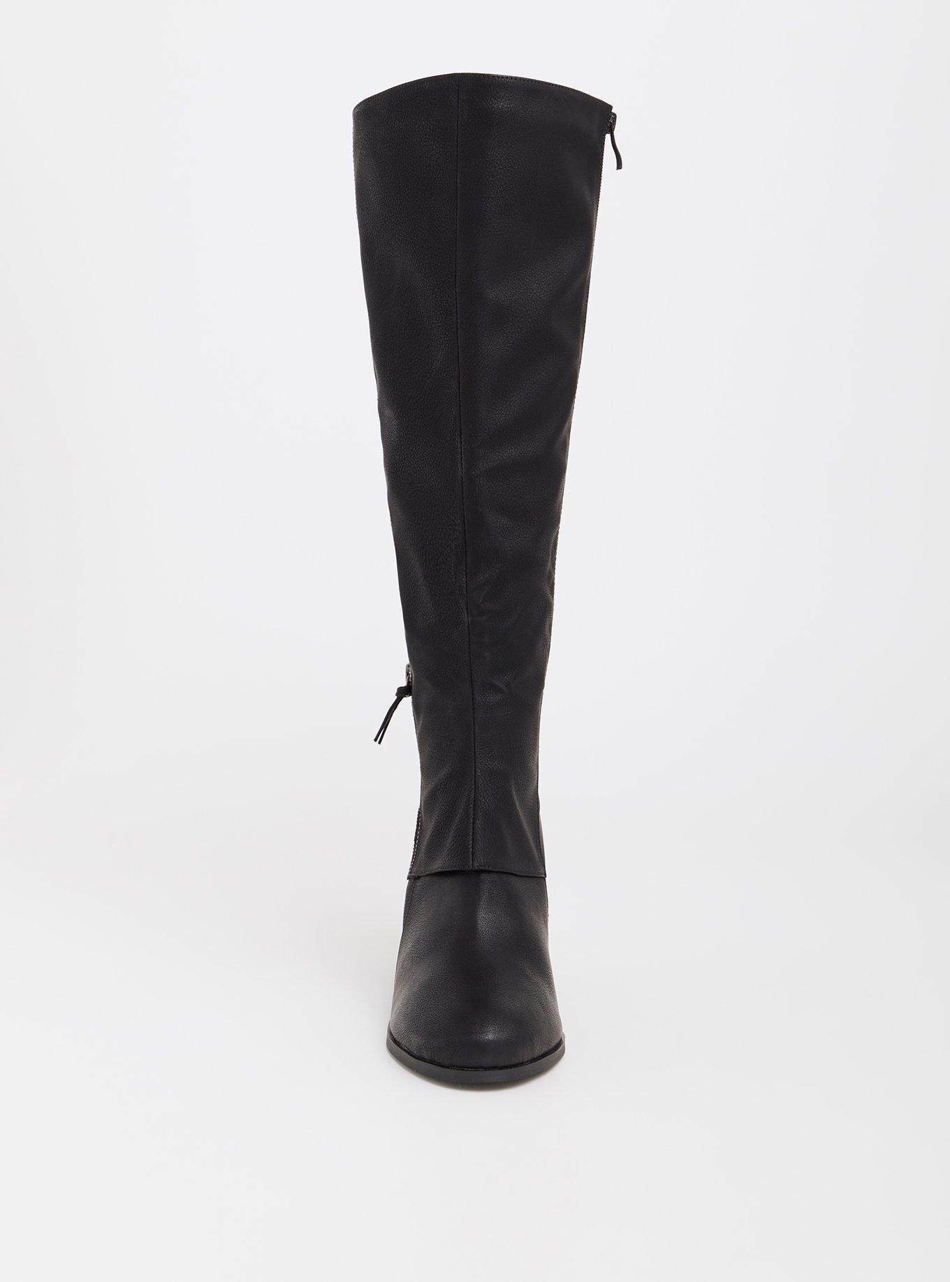 Crochet Detail Knee Boot (WW), BLACK, alternate