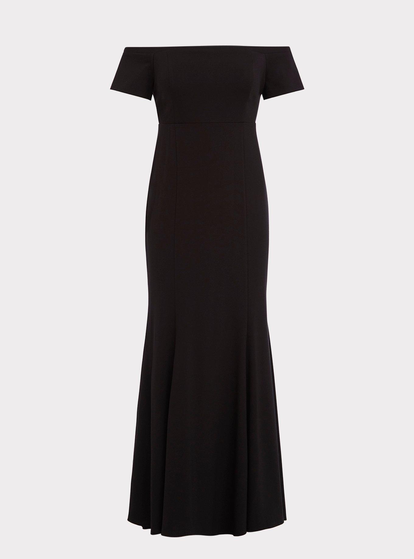 Plus Size - Special Occasion Black Ponte Off Shoulder Gown - Torrid